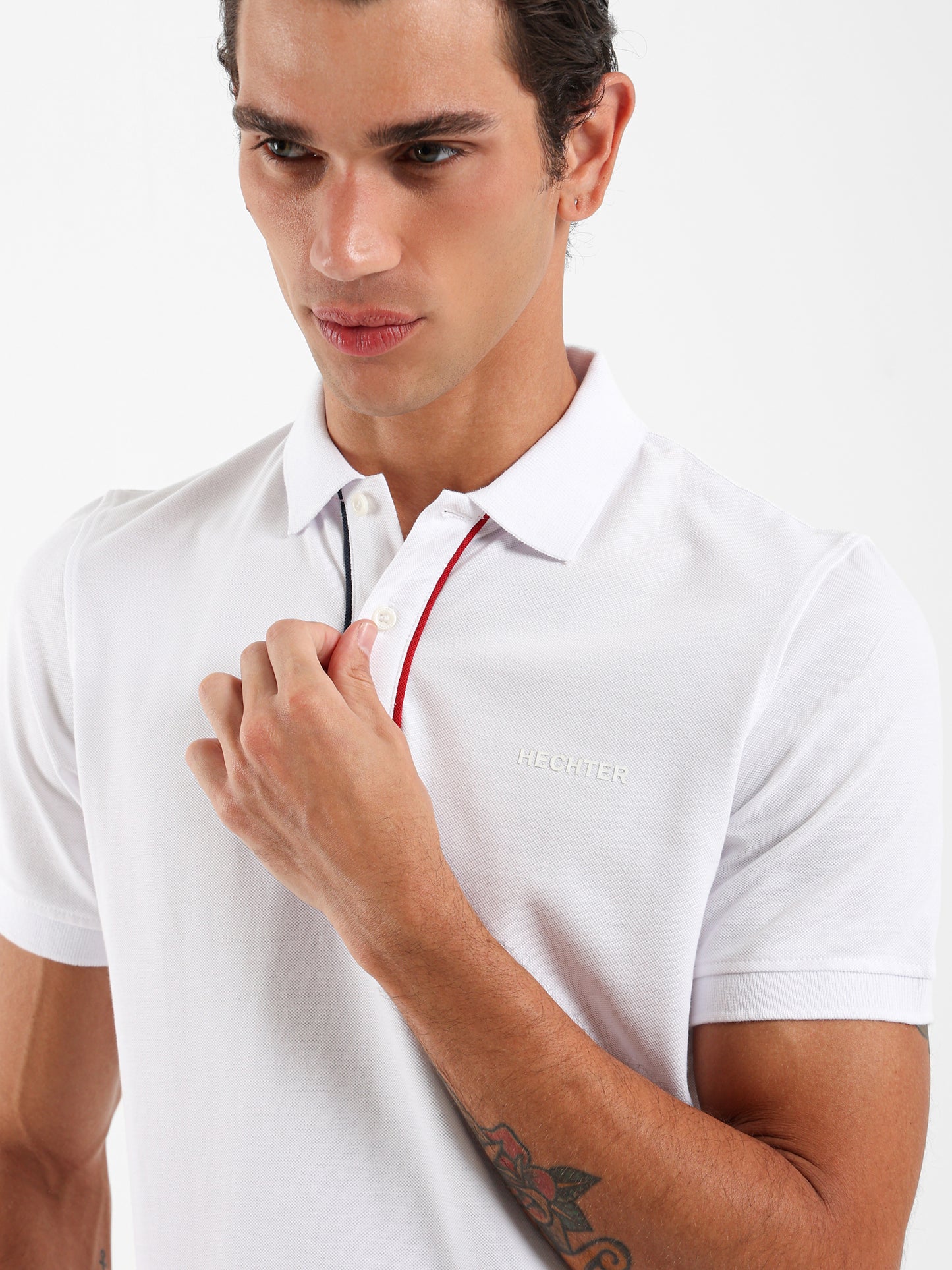 Contrast Placket Pique Polo Shirt