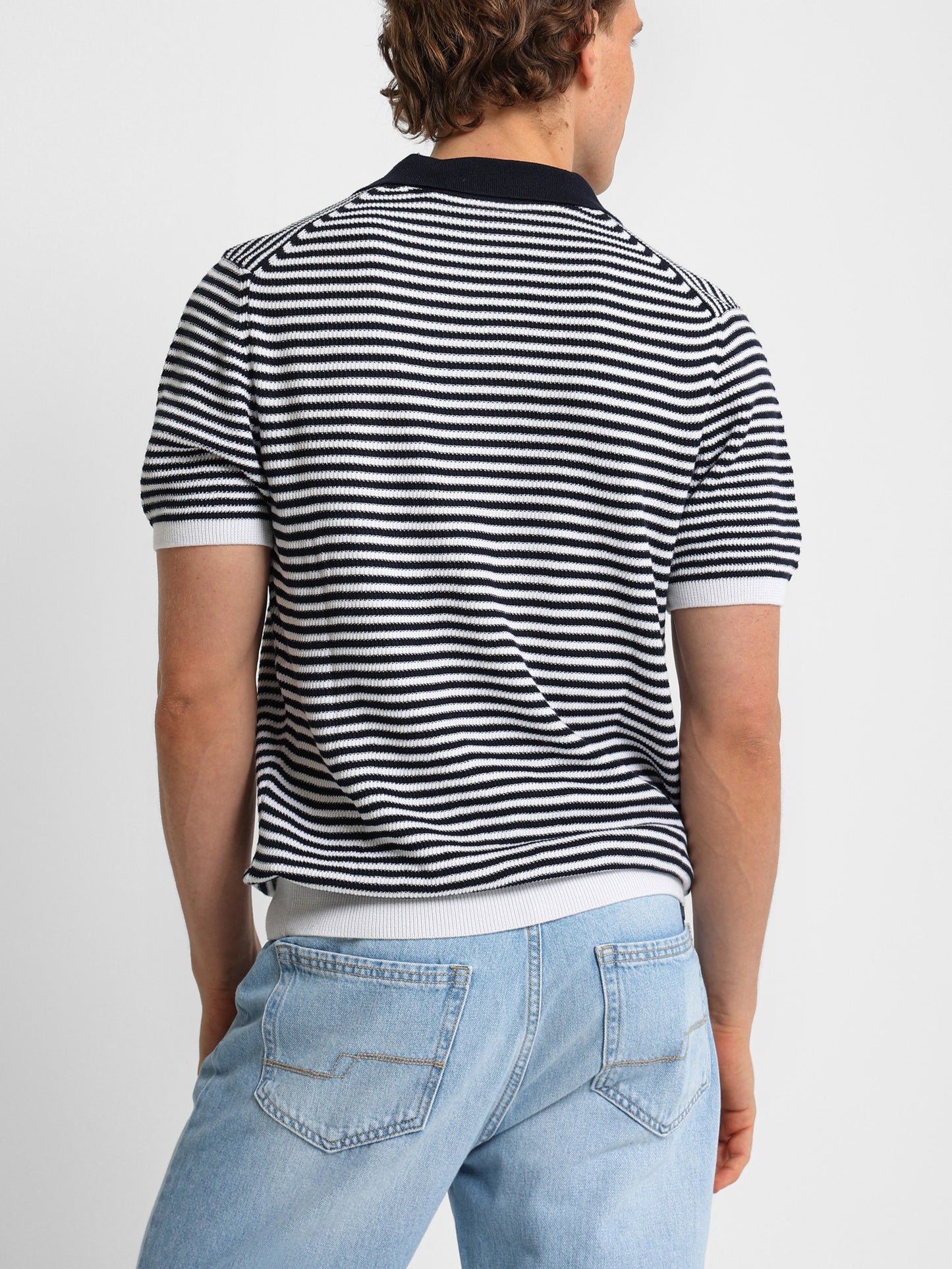 Striped Knit Polo Shirt