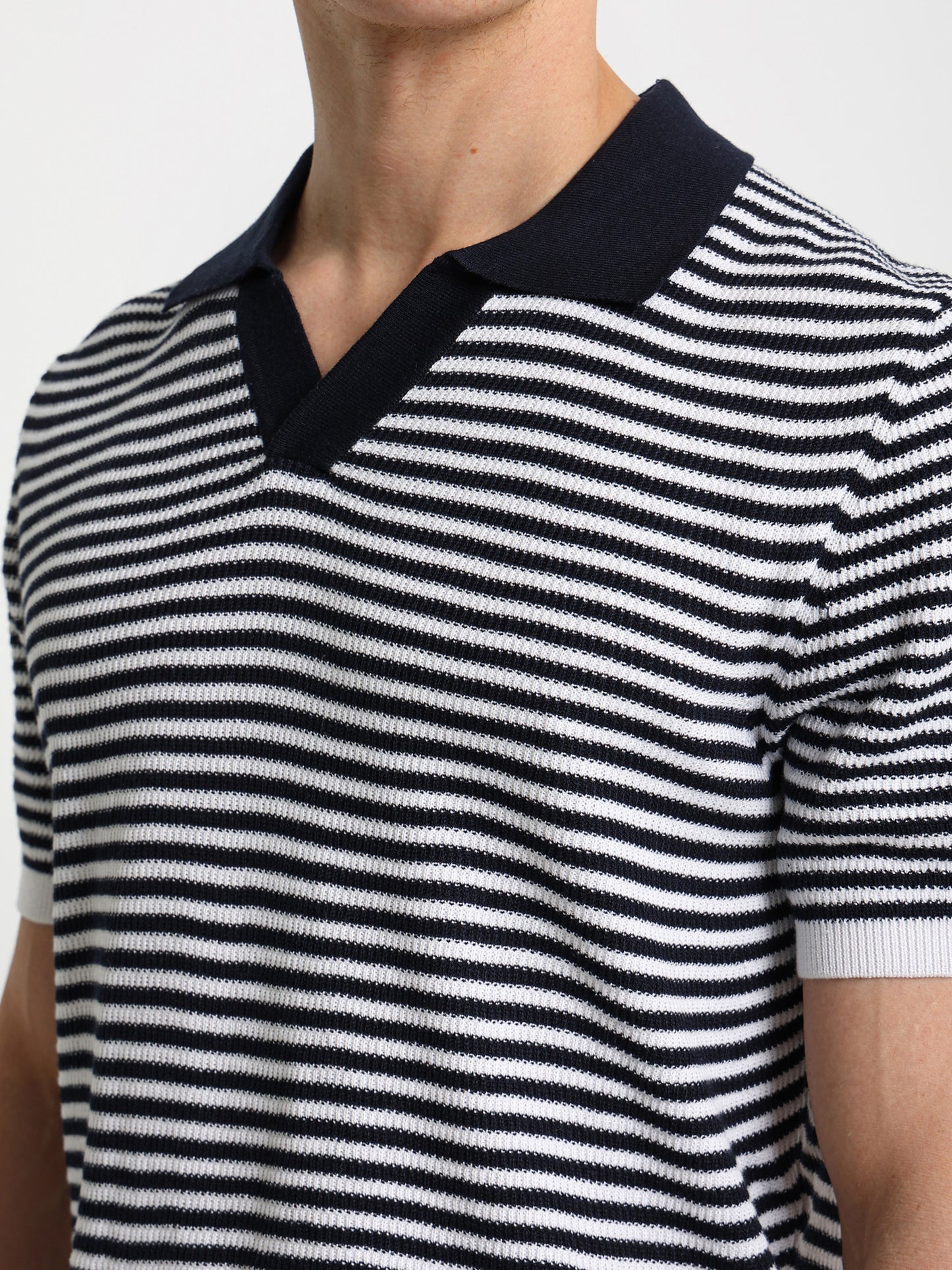 Striped Knit Polo Shirt
