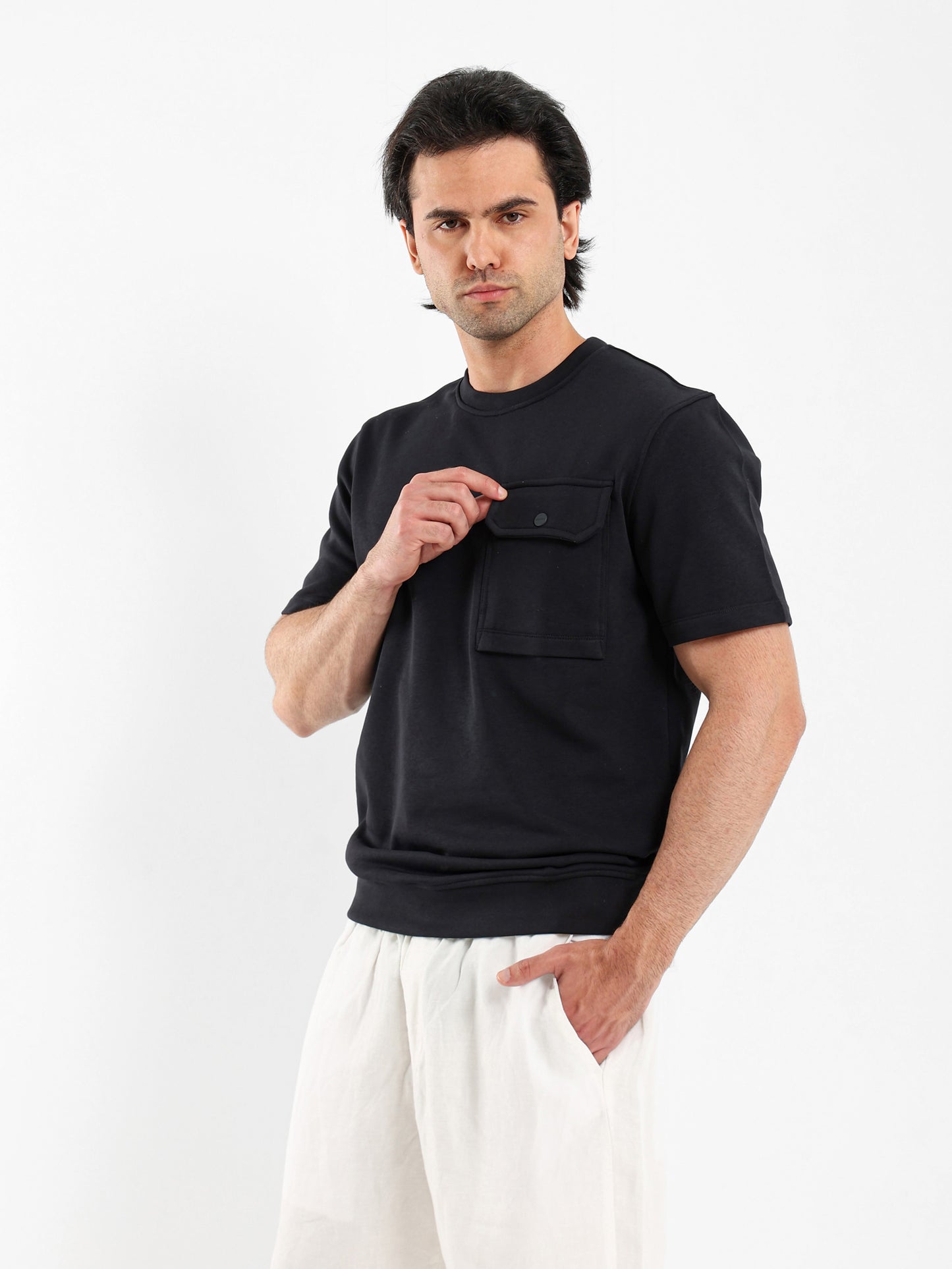Half Sleeves Round Neck Sweatshirt