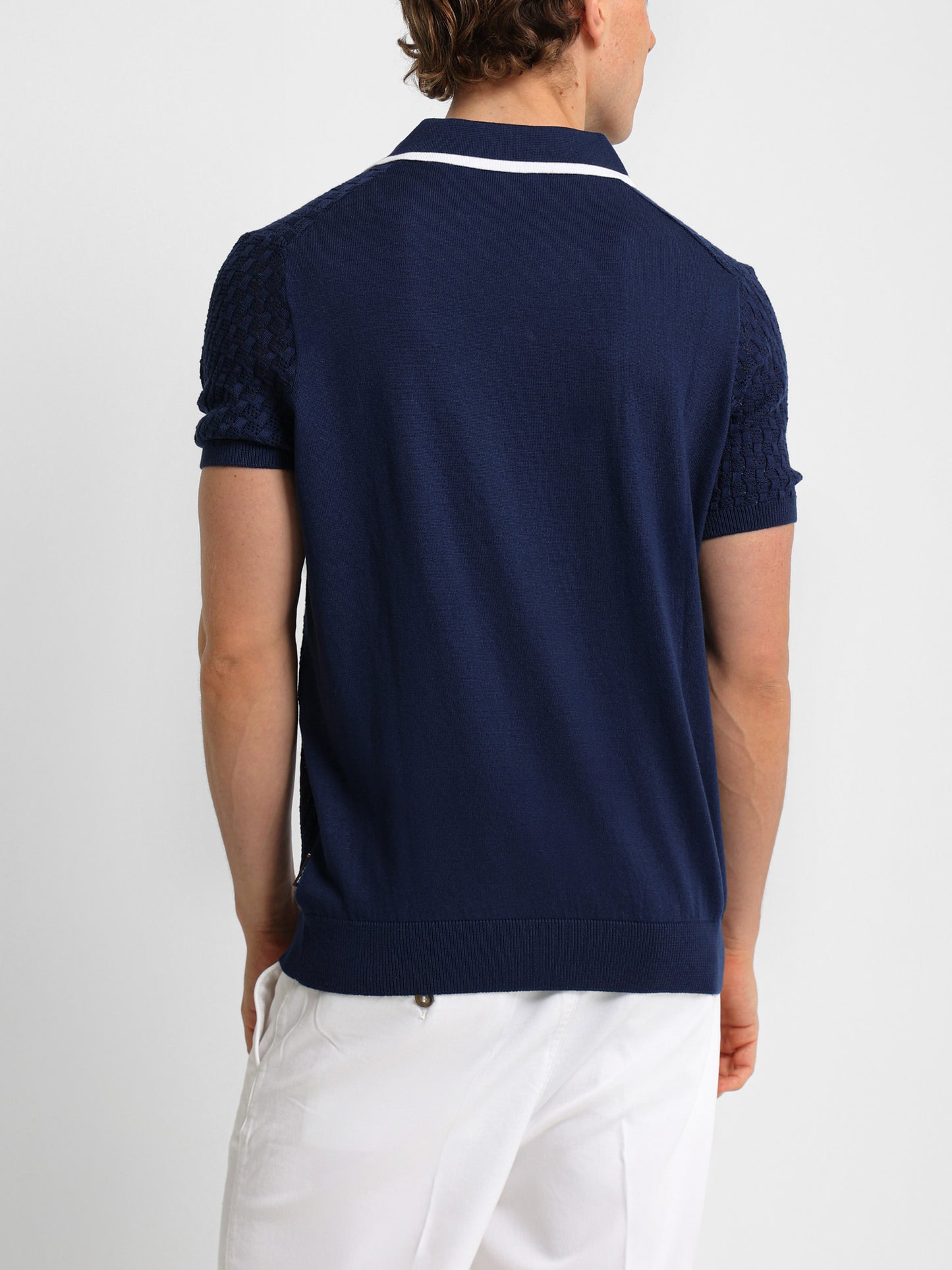 V-Neck Knit Polo Shirt