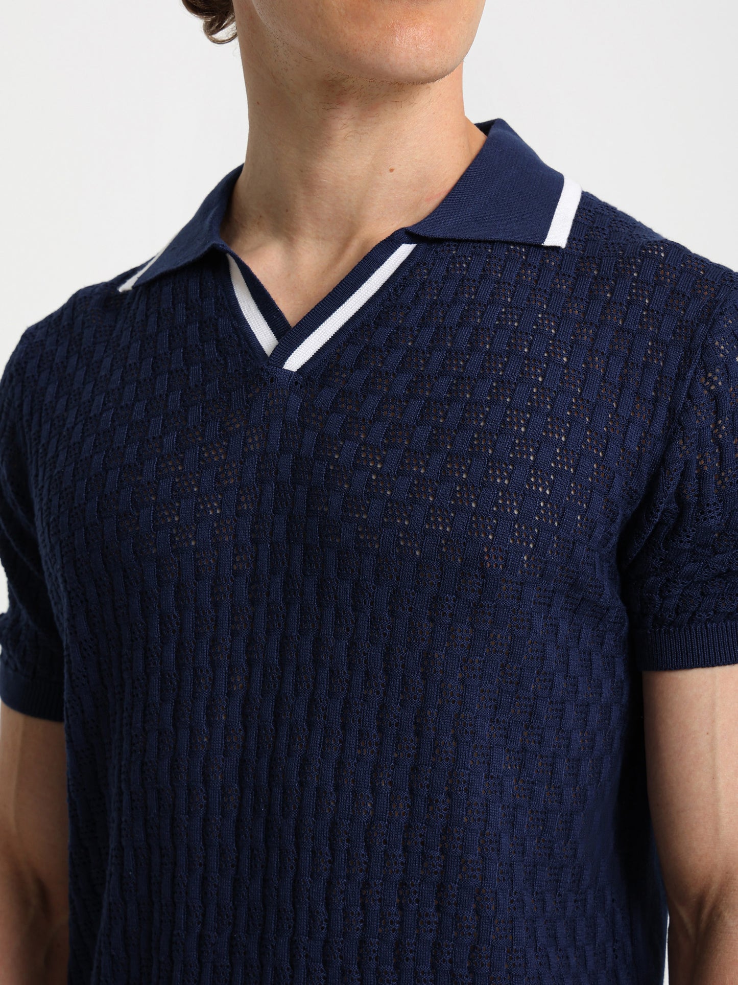 V-Neck Knit Polo Shirt