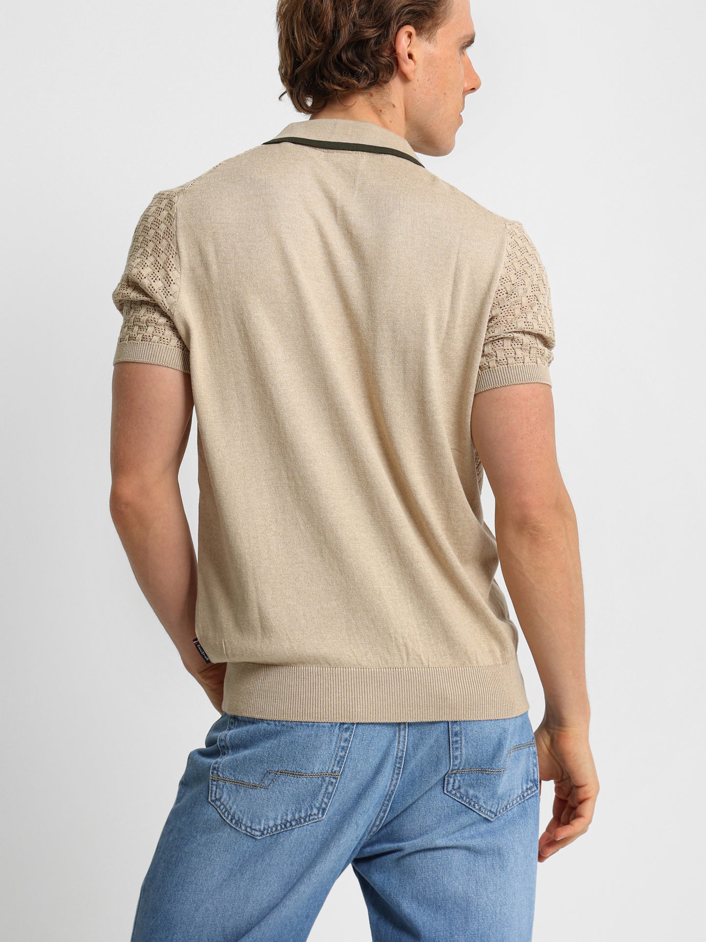 V-Neck Knit Polo Shirt
