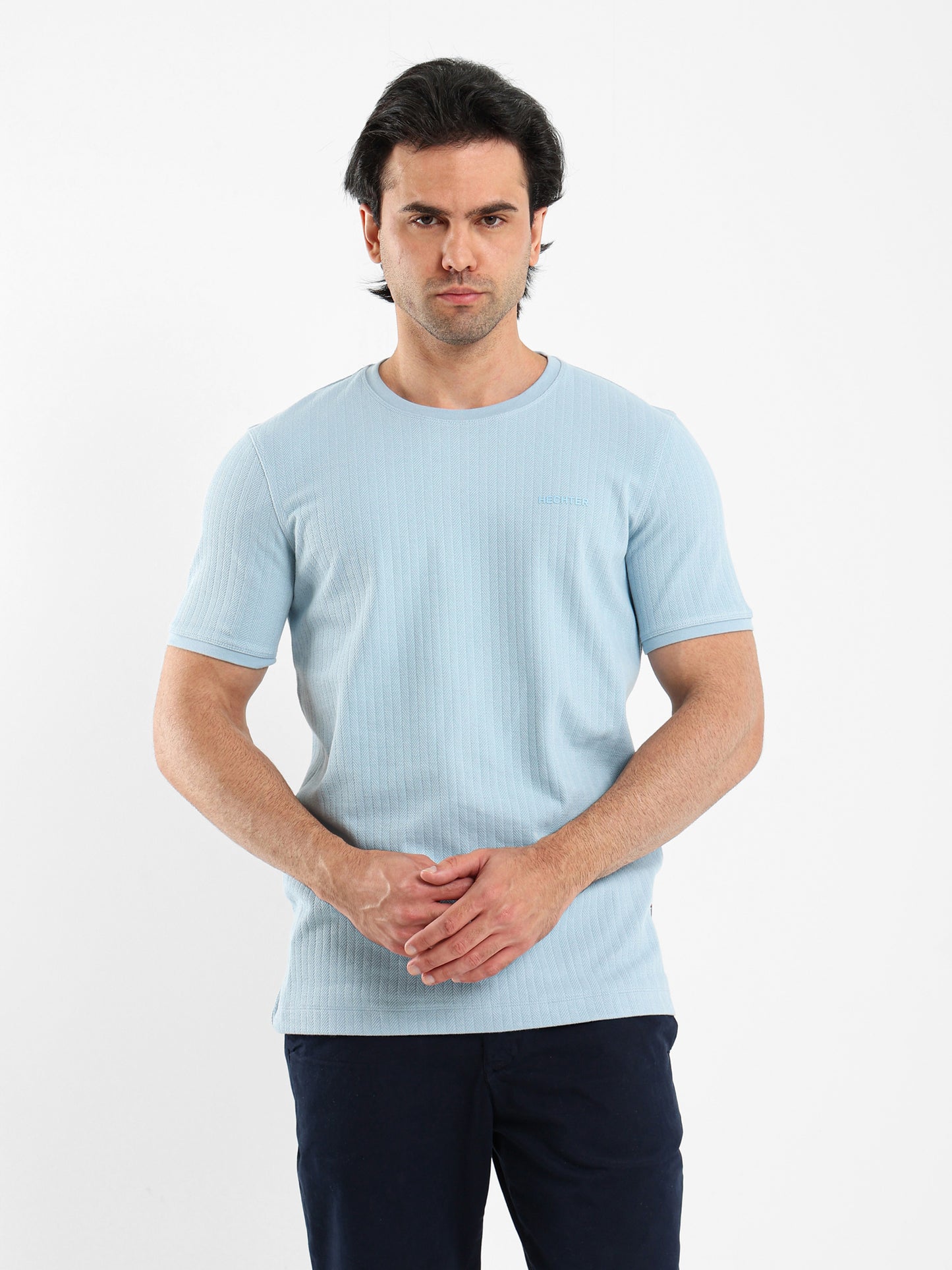 Herringbone Stripe Crew Neck T-Shirt