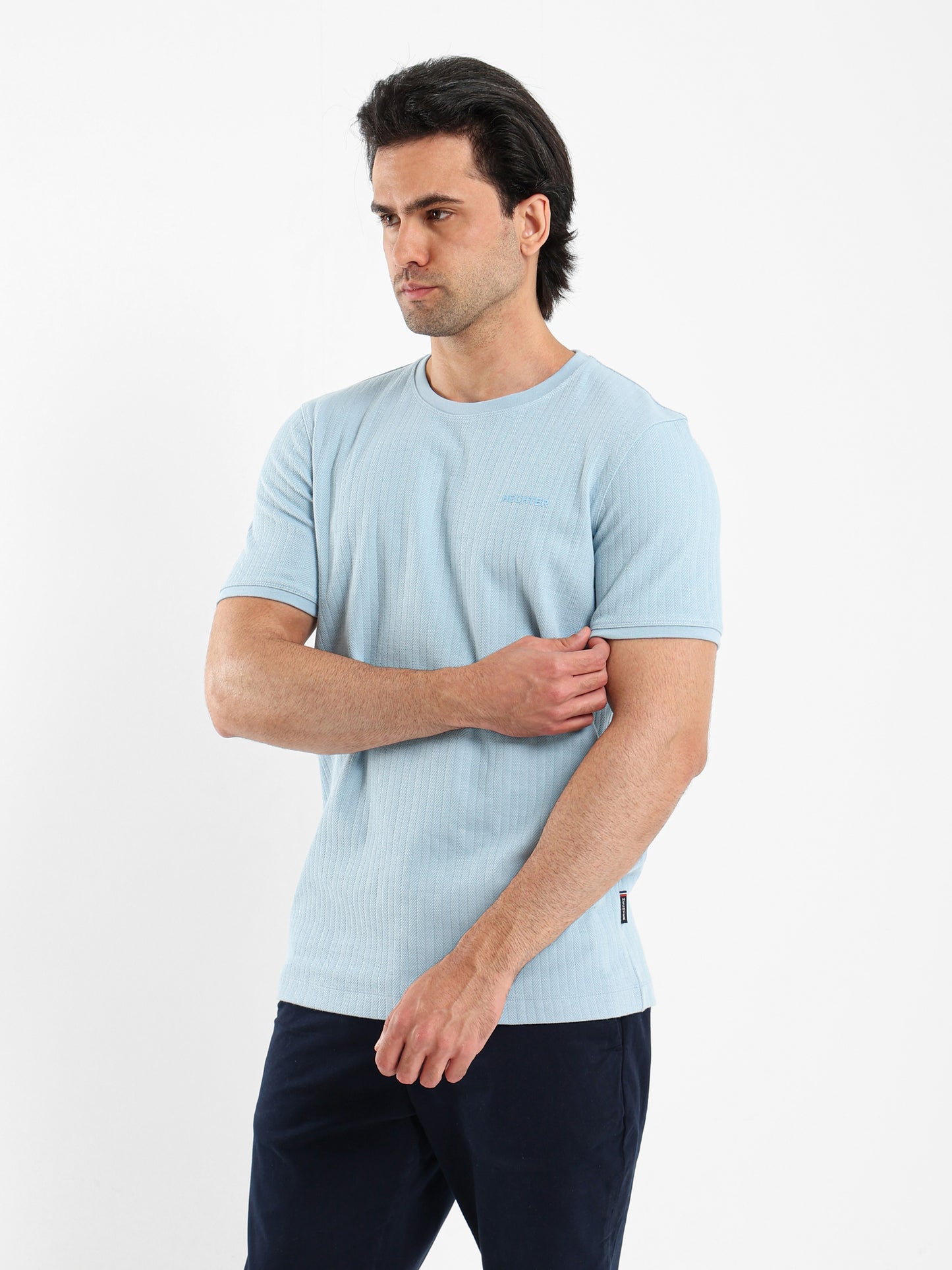 Herringbone Stripe Crew Neck T-Shirt