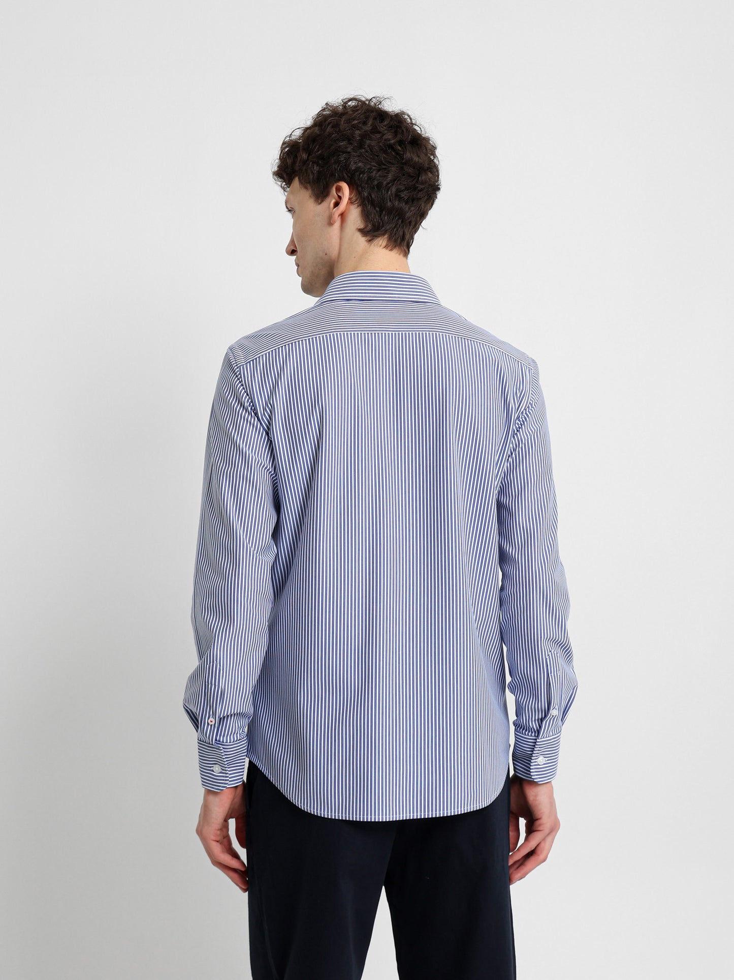 Long Sleeve Kent Collar Striped Shirt