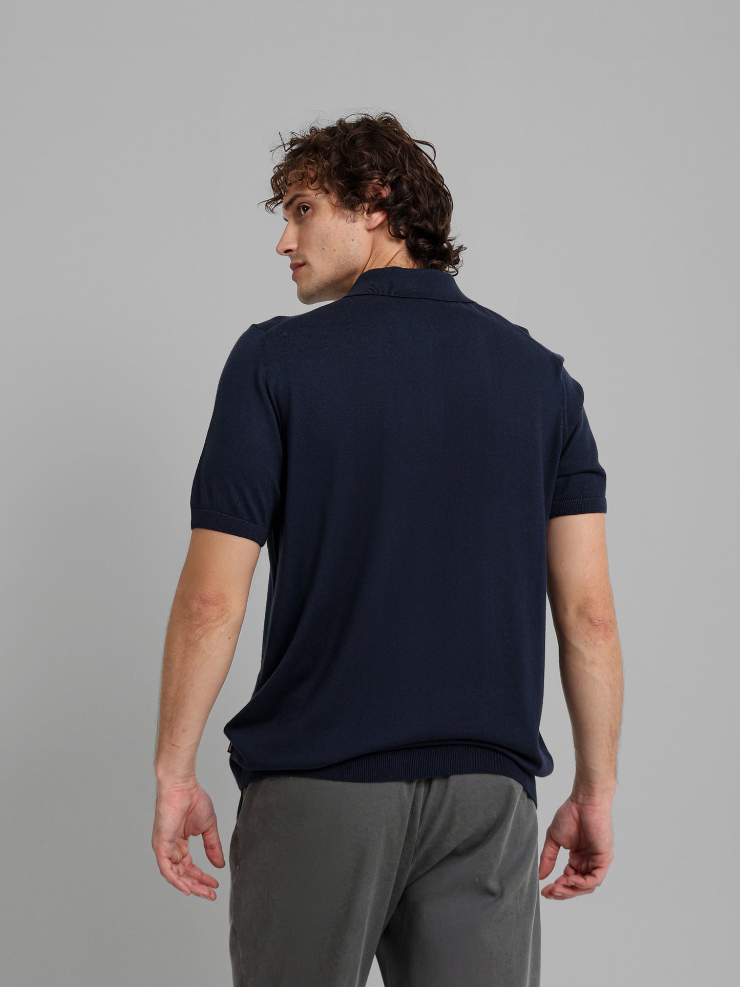 Buttoned Knit Polo Shirt