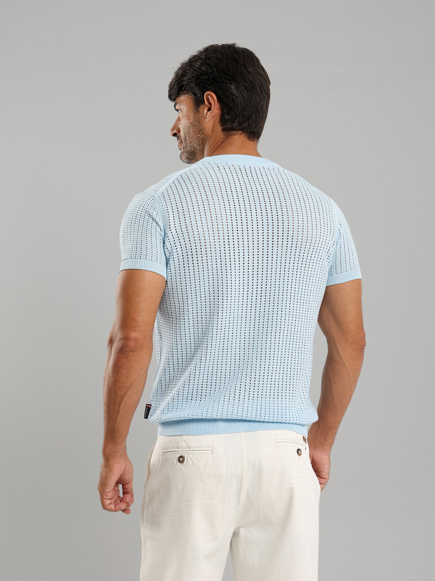 Structured Round Neck Knit T-Shirt