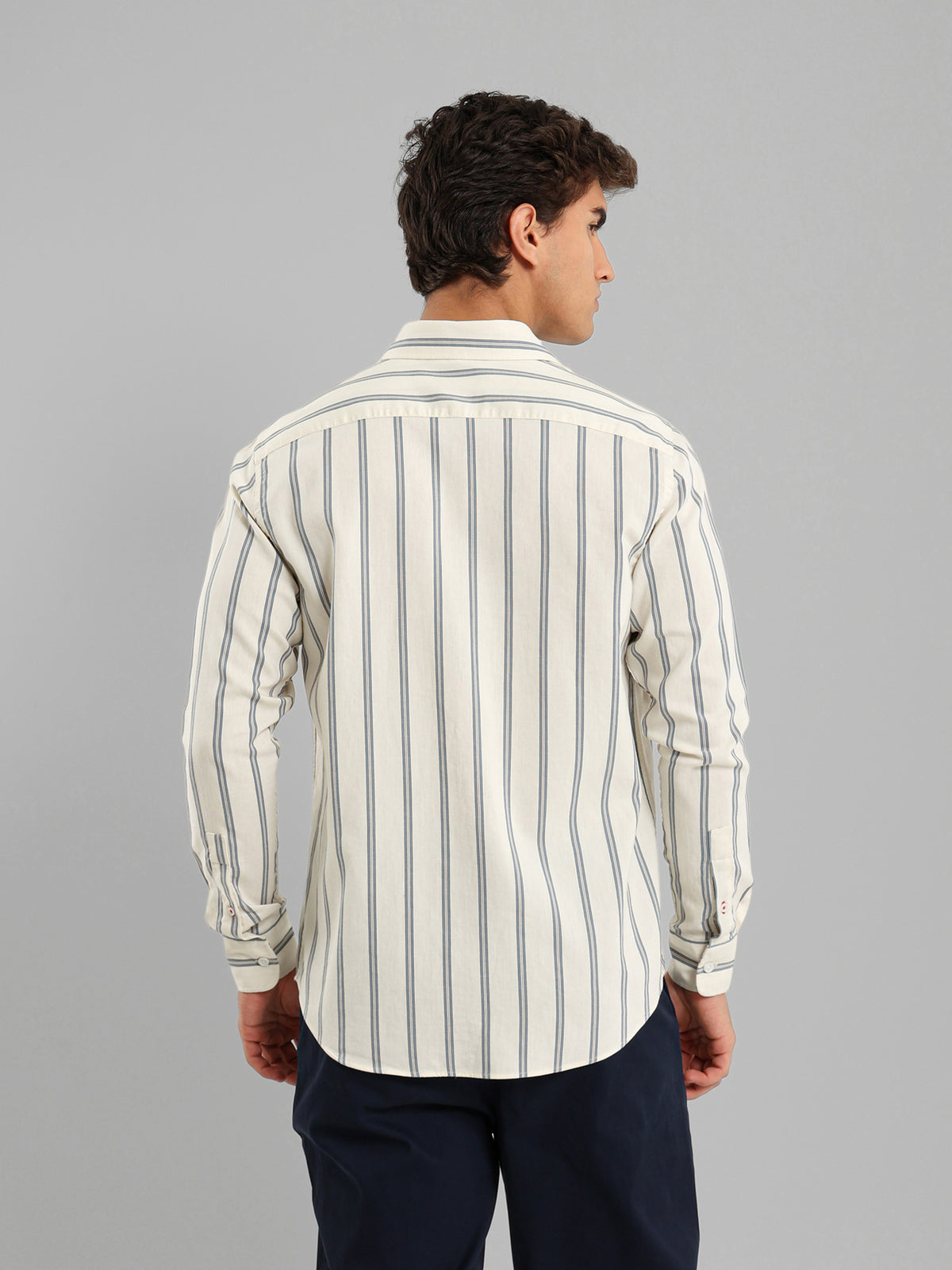 Kent Collar Cotton Tencel Striped Shirt