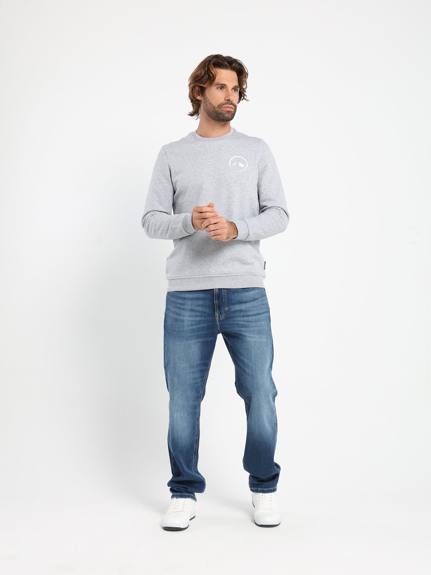 Round-Neck Sweatshirt with Place Print