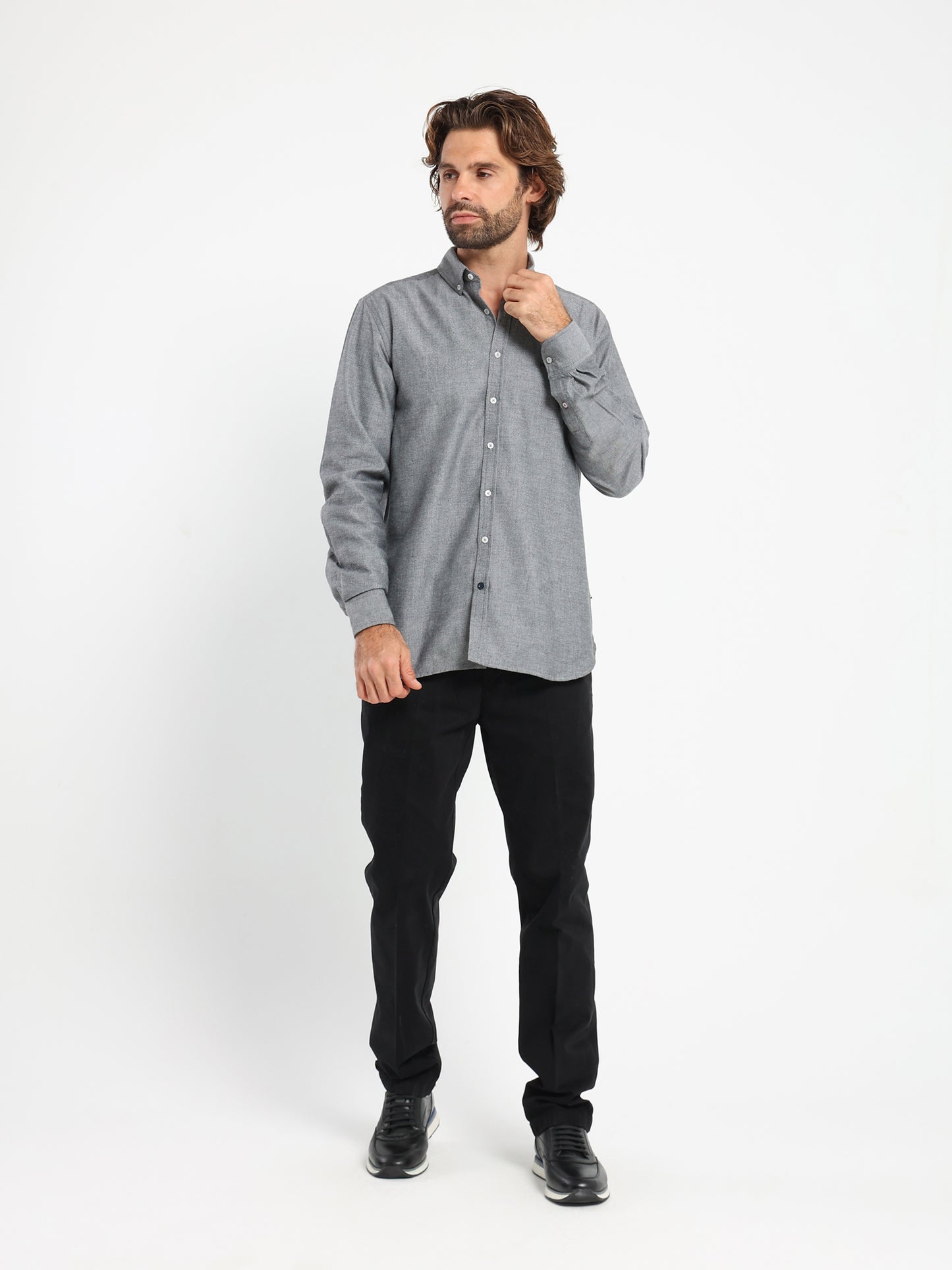 Basic Flannel Twill Long-Sleeve Shirt