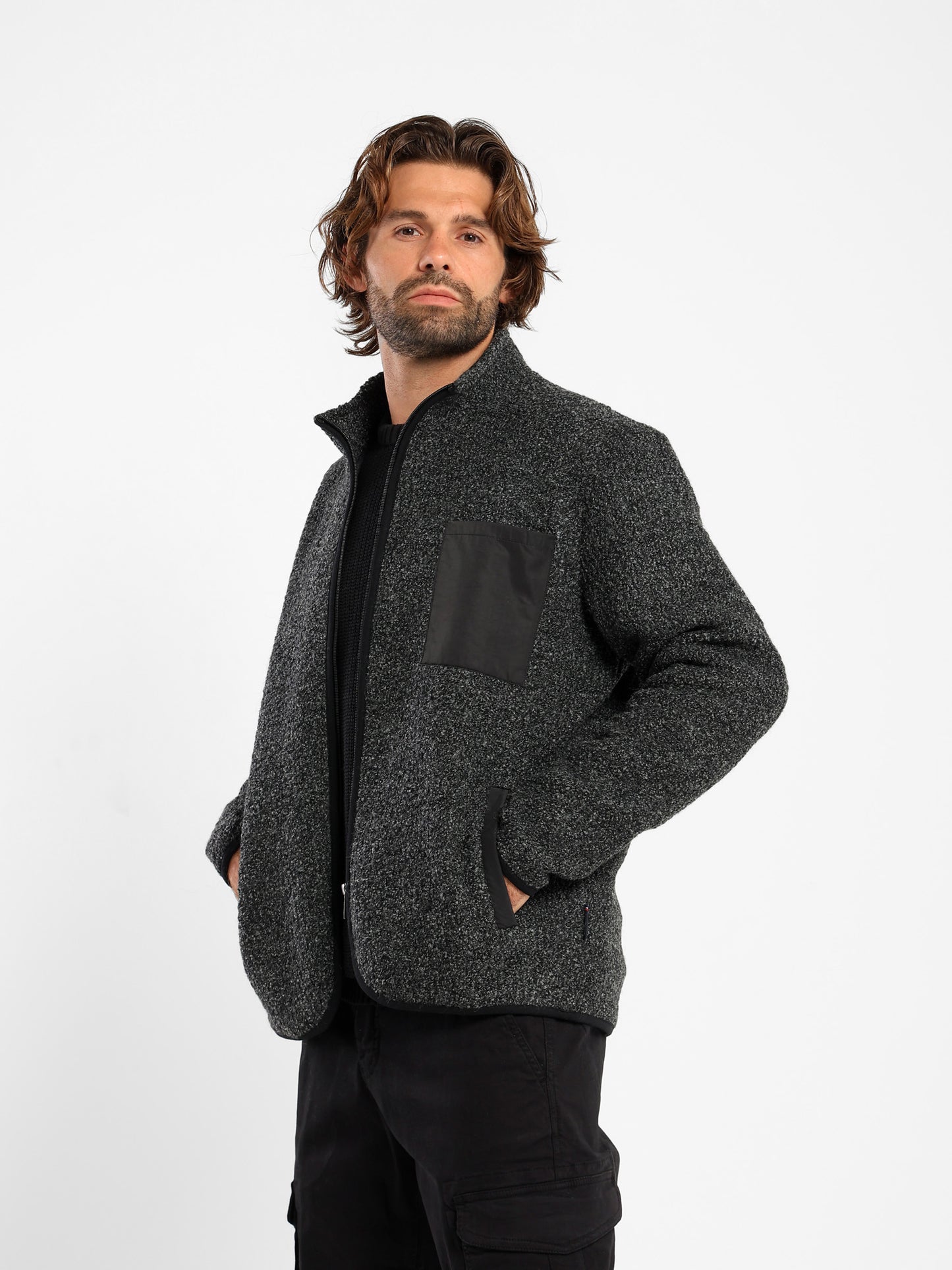 Boucle Zipper Cardigan