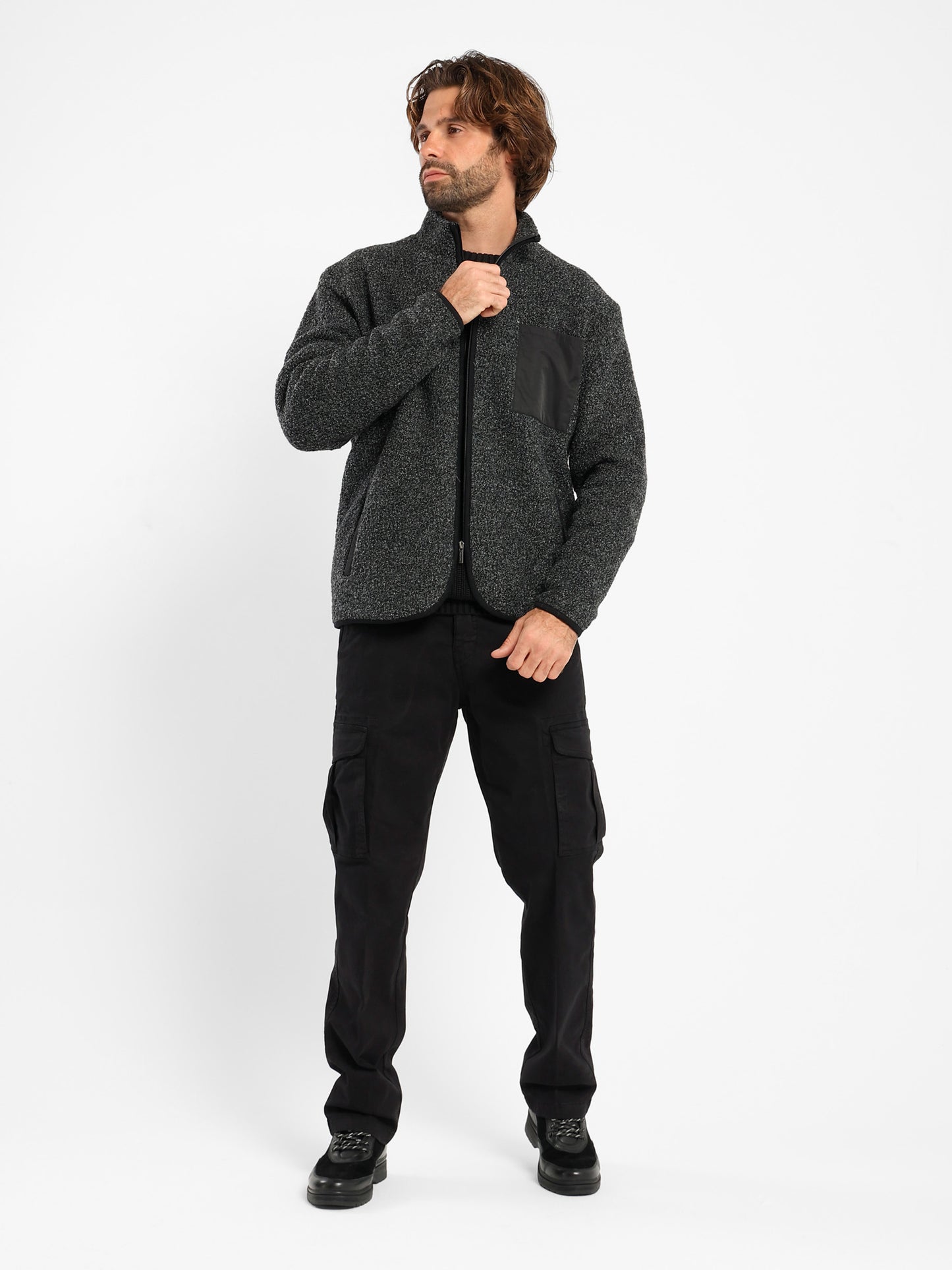 Boucle Zipper Cardigan