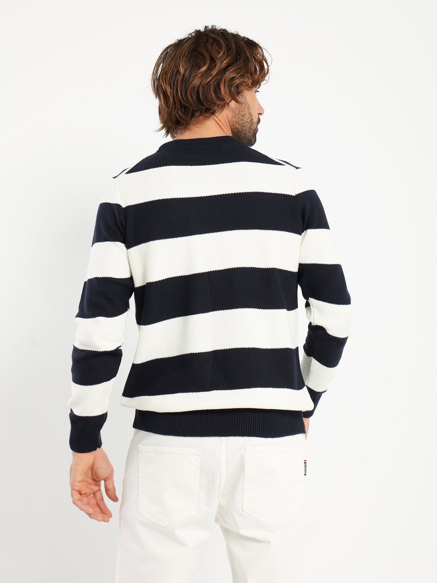 Round-Neck Striped Pullover