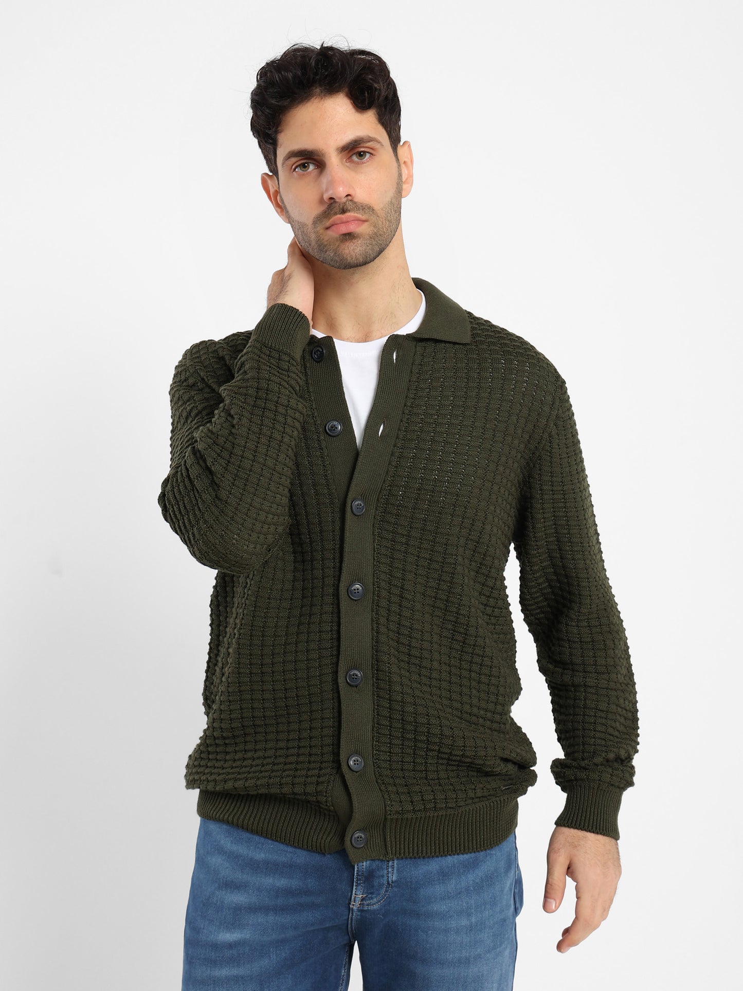 Structured Cardigan with Collar and Buttons