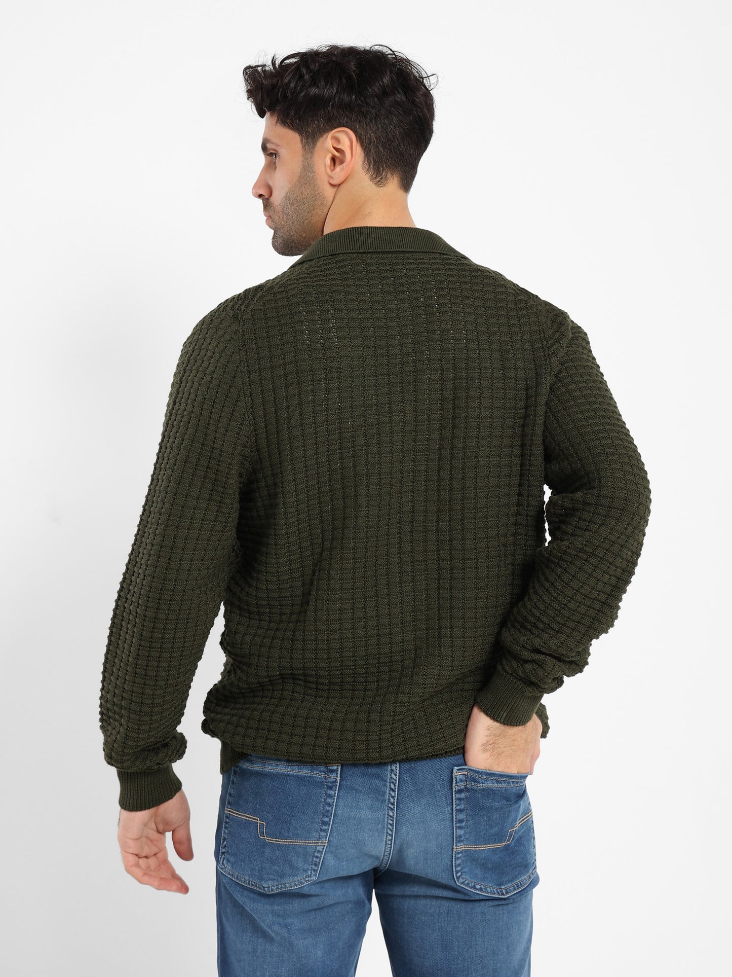 Structured Cardigan with Collar and Buttons