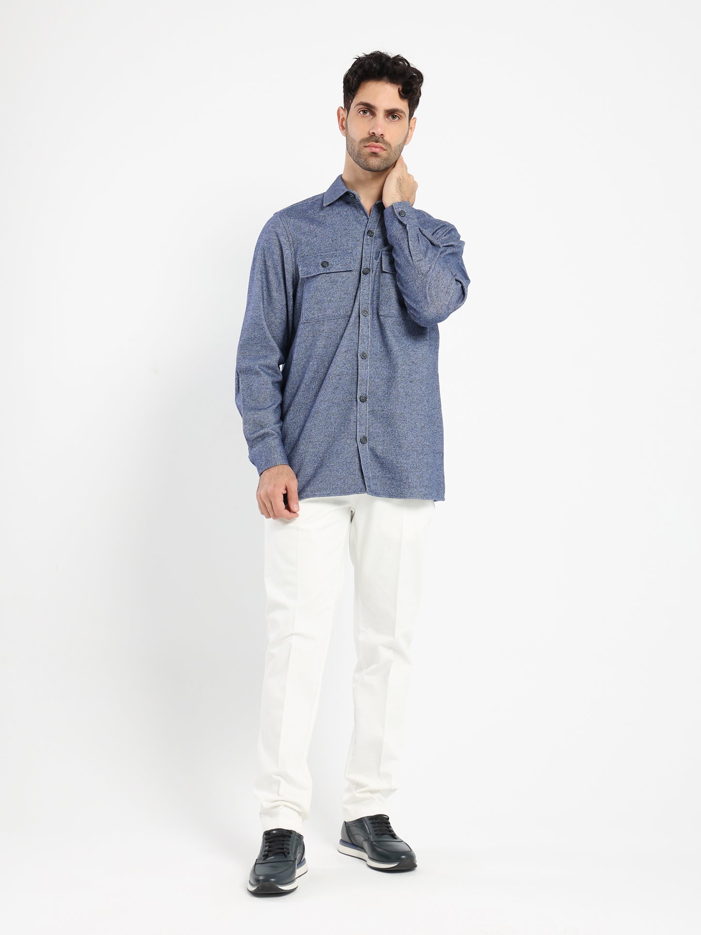 Long-Sleeve Flannel Twill Overshirt