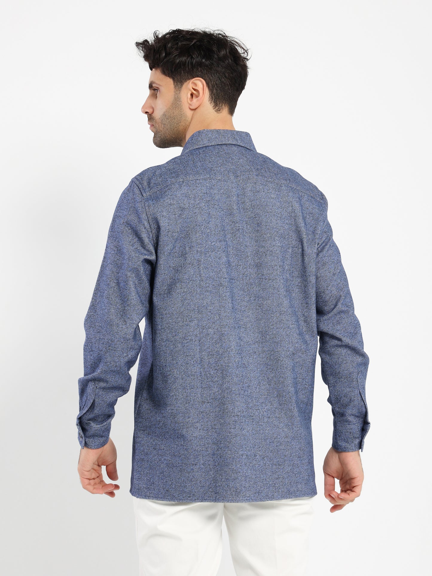 Long-Sleeve Flannel Twill Overshirt