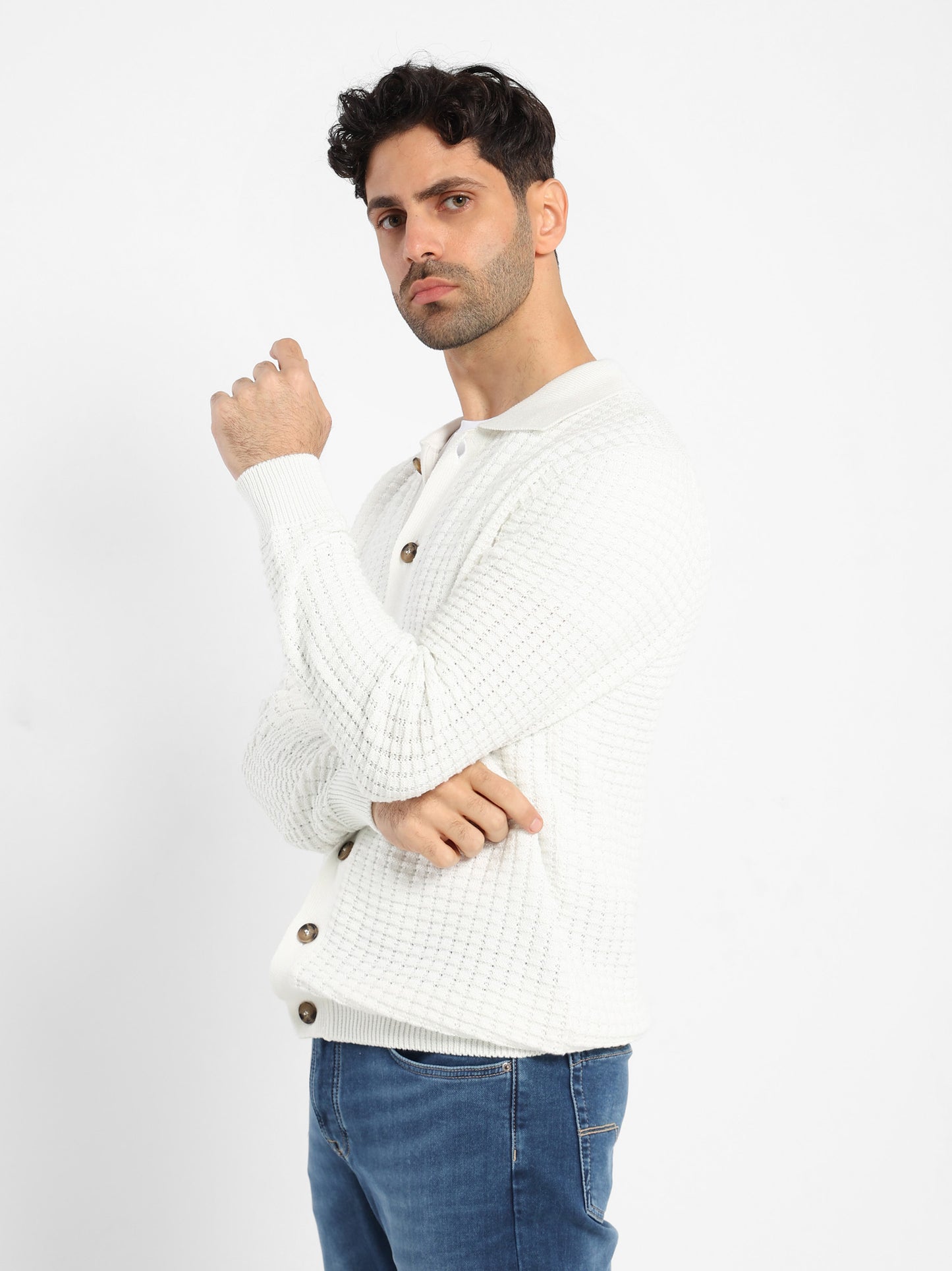 Structured Cardigan with Collar and Buttons
