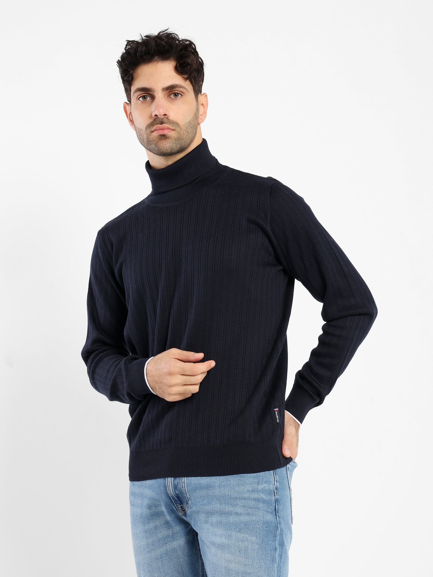 High-Neck Structured Pullover