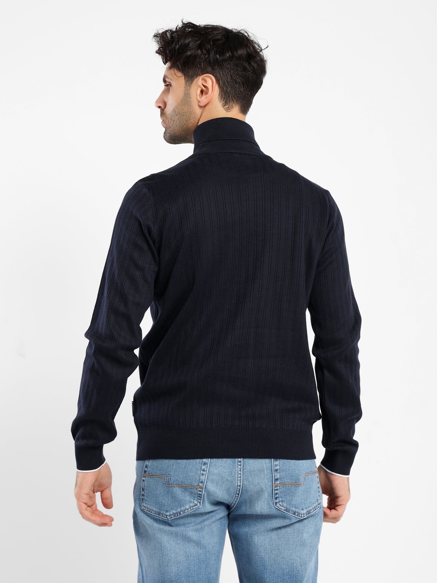 High-Neck Structured Pullover