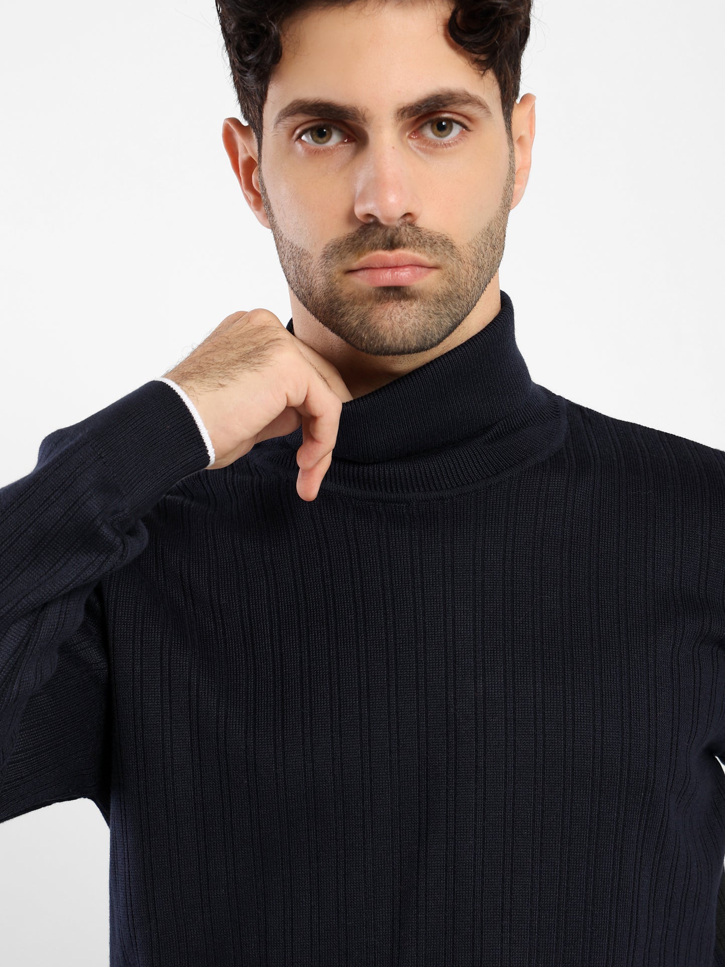 High-Neck Structured Pullover