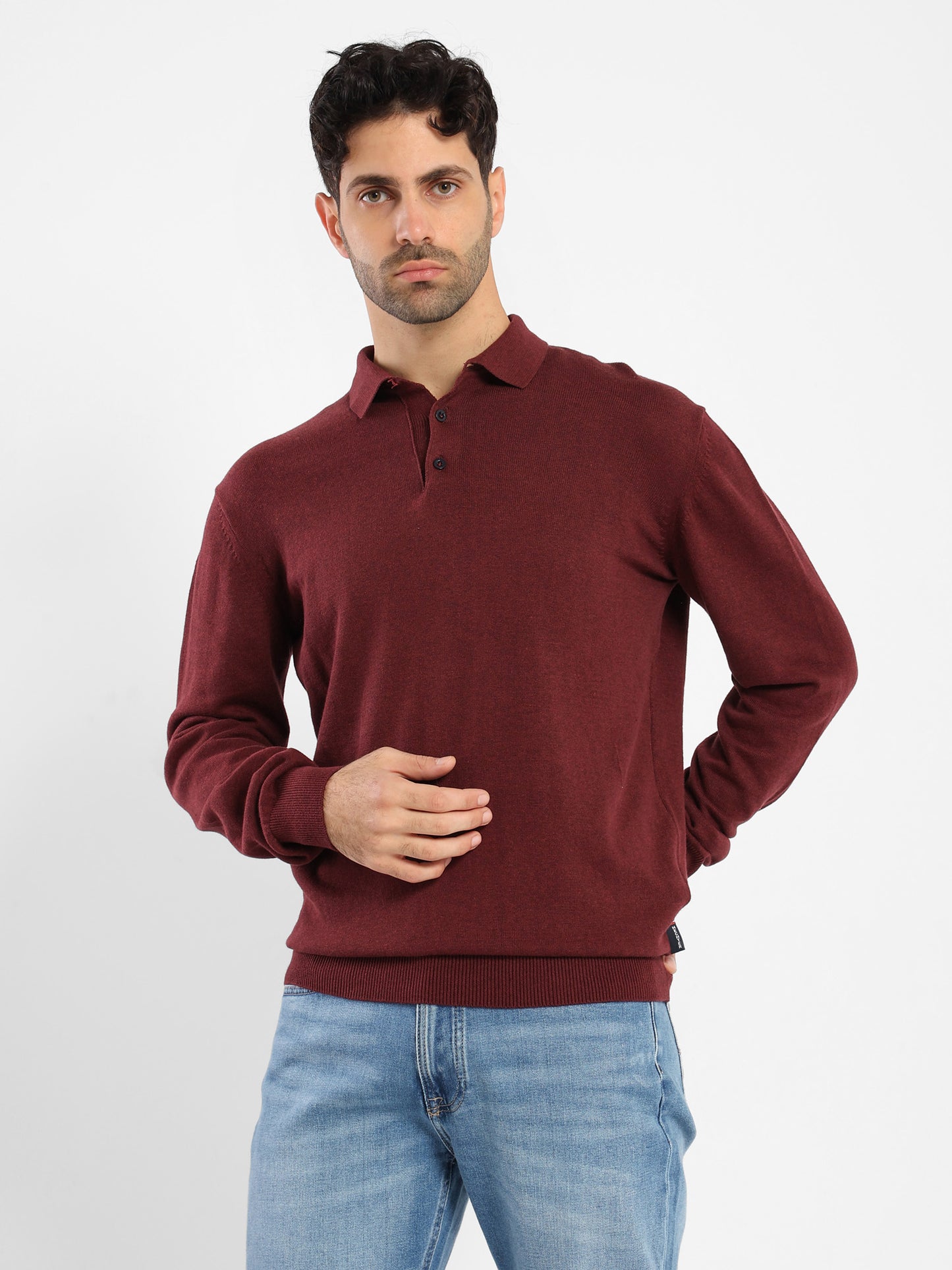Long-Sleeve Polo Sweater