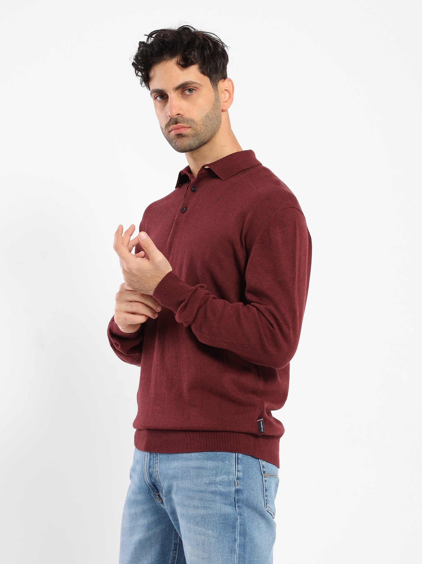 Long-Sleeve Polo Sweater