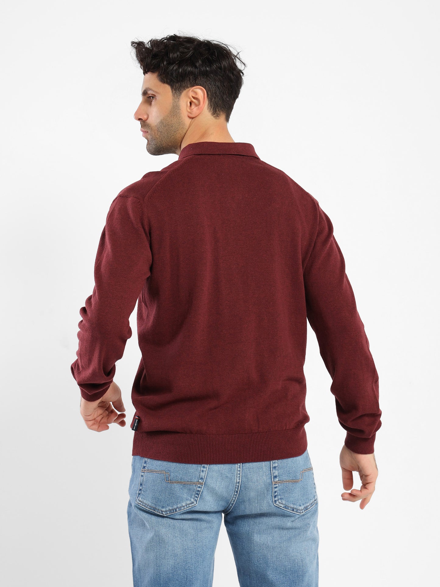 Long-Sleeve Polo Sweater