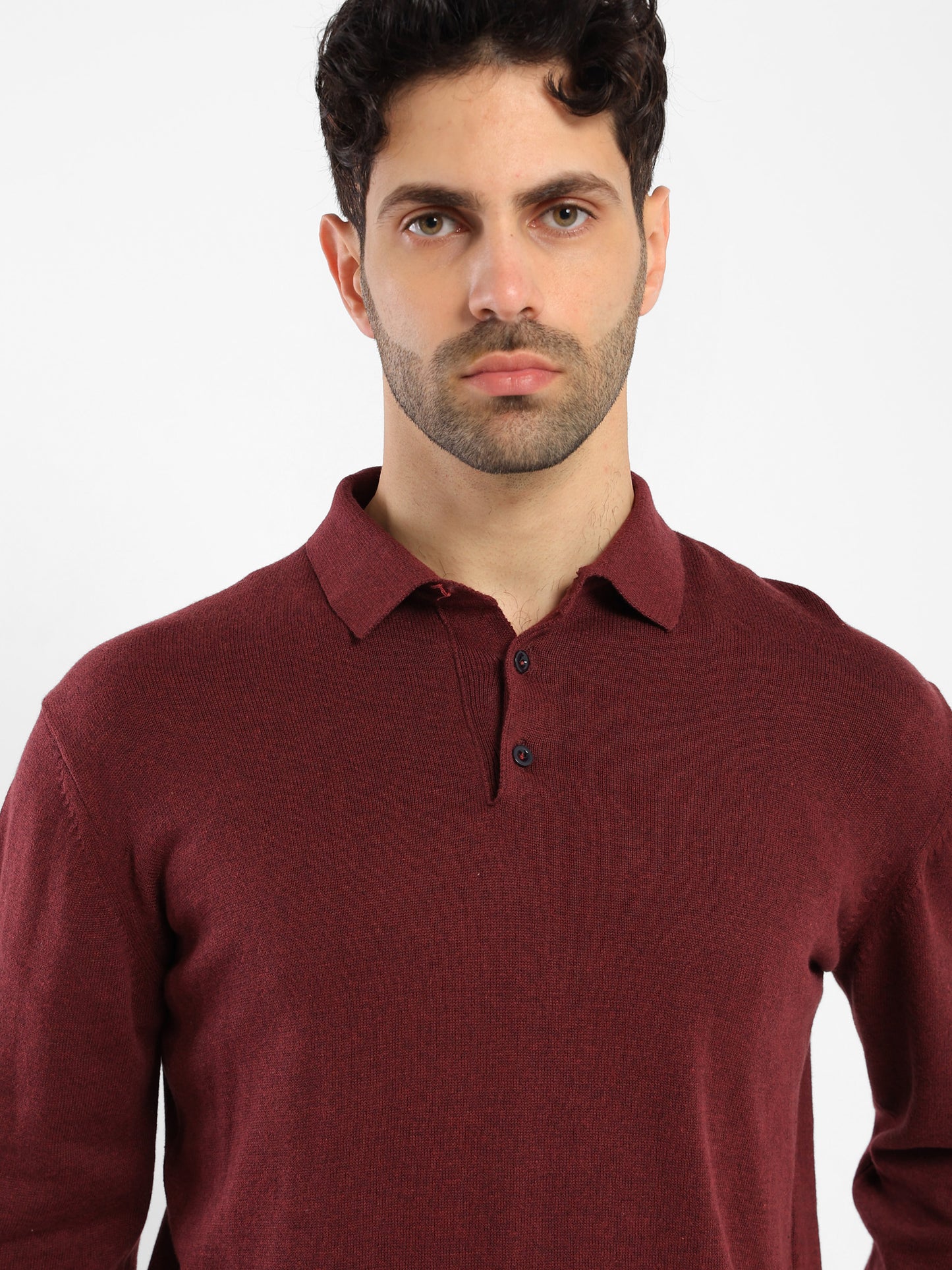 Long-Sleeve Polo Sweater