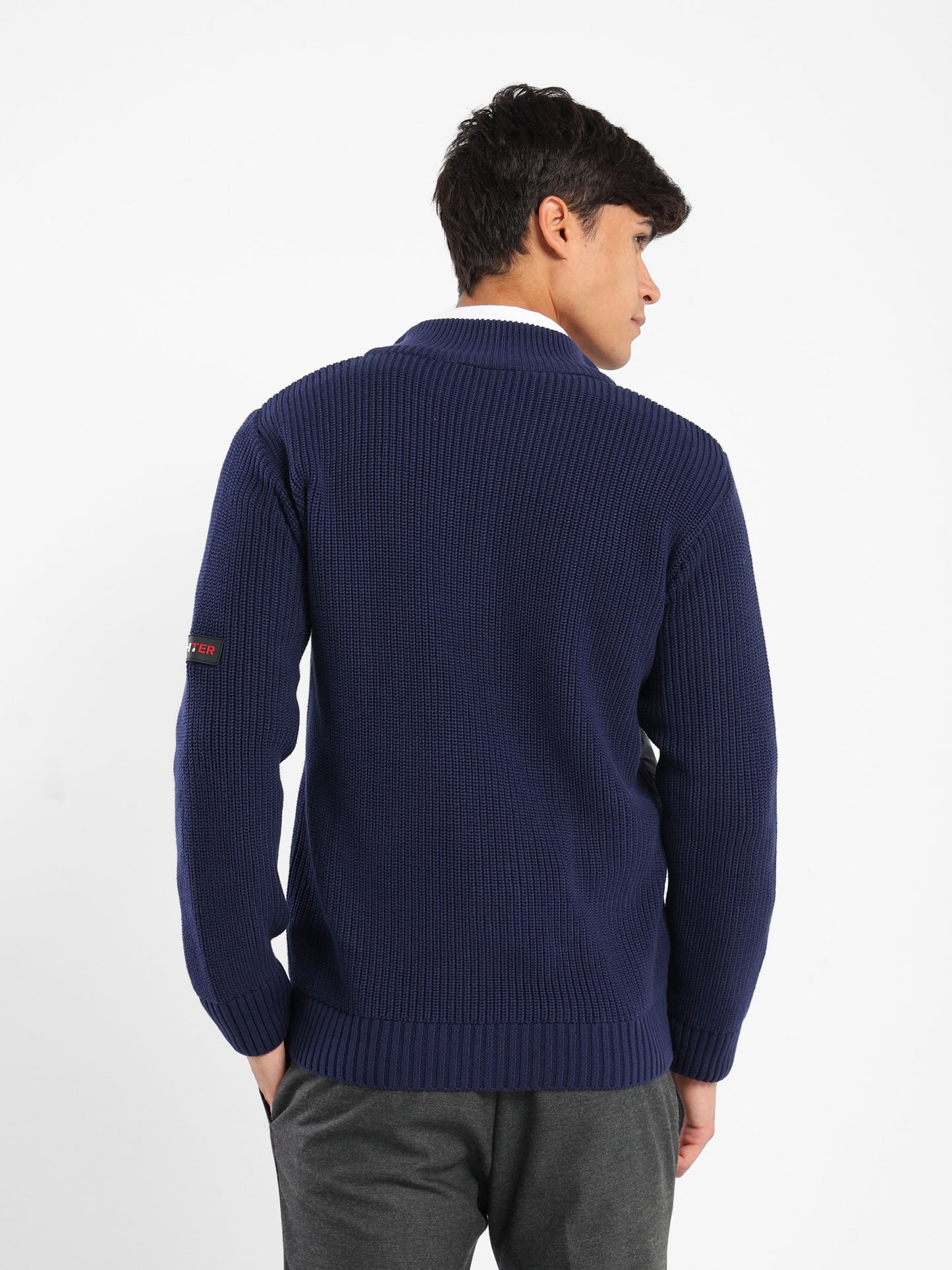 Mock Neck Zipper Knit Jacket