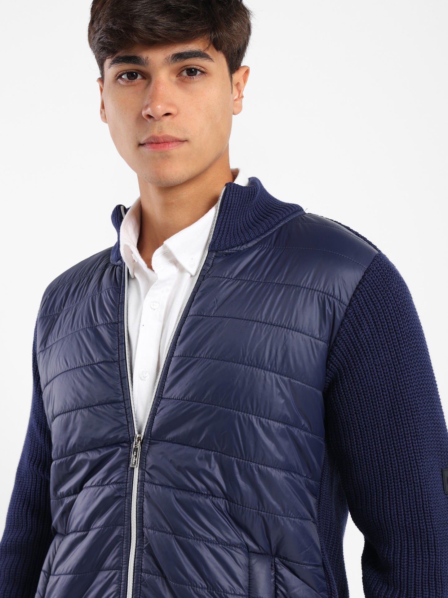 Mock Neck Zipper Knit Jacket