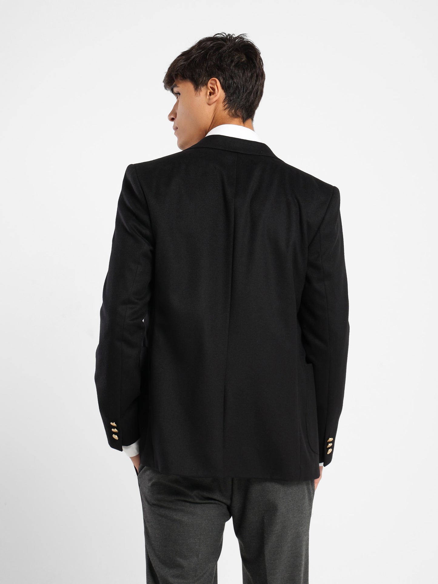 Double-Breasted Blazer with Gold Buttons