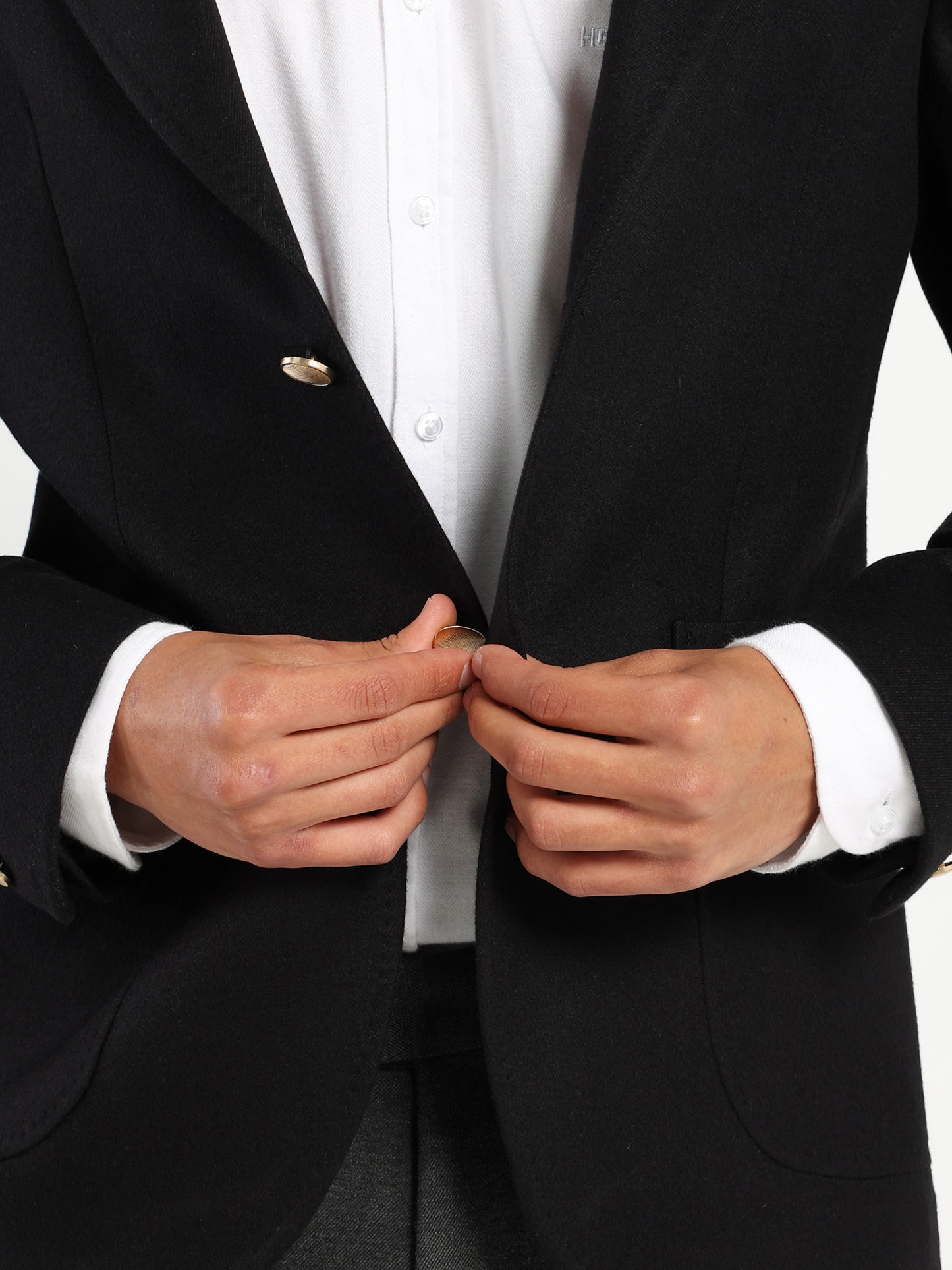 Double-Breasted Blazer with Gold Buttons