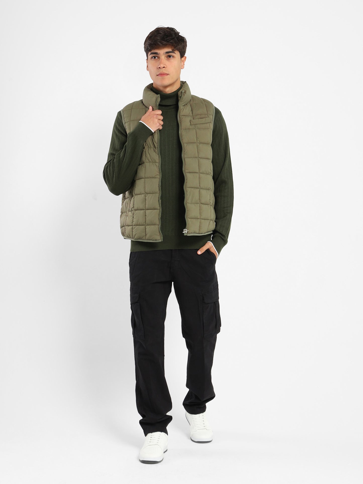 High-Neck Structured Pullover
