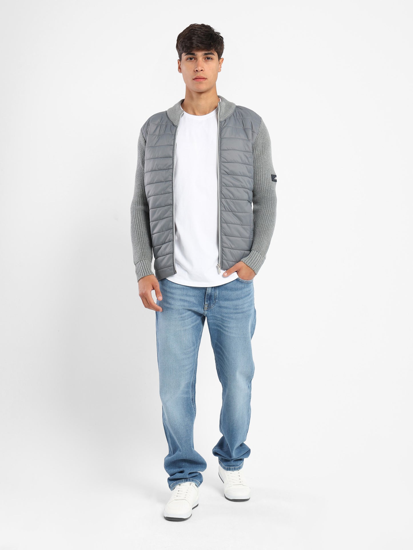 Mock Neck Zipper Knit Jacket