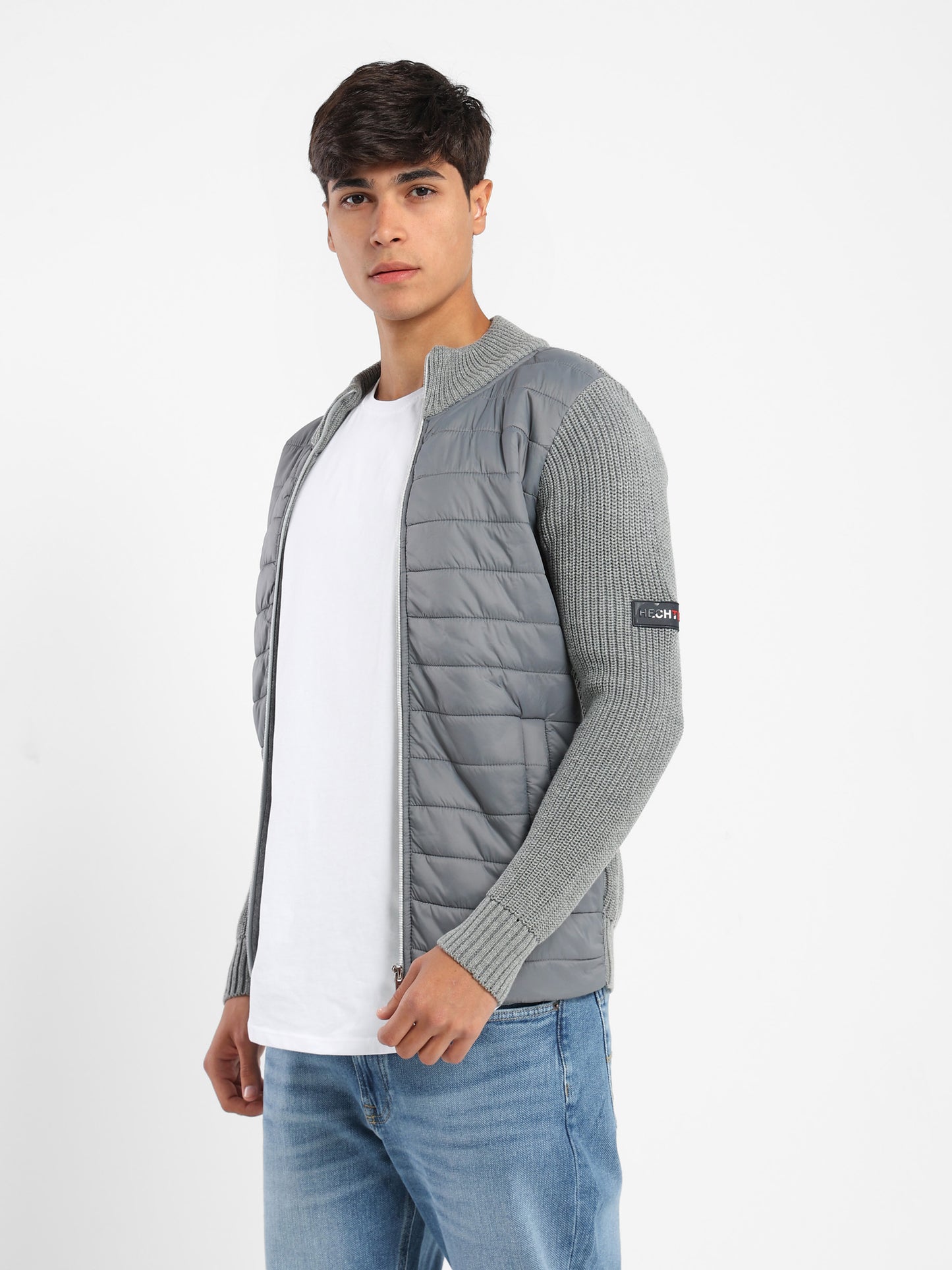 Mock Neck Zipper Knit Jacket