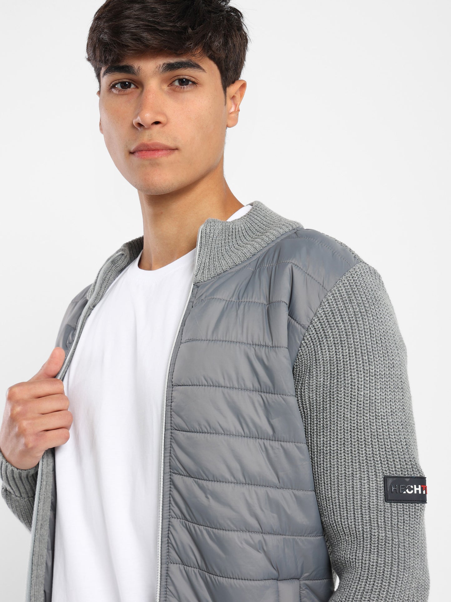 Mock Neck Zipper Knit Jacket