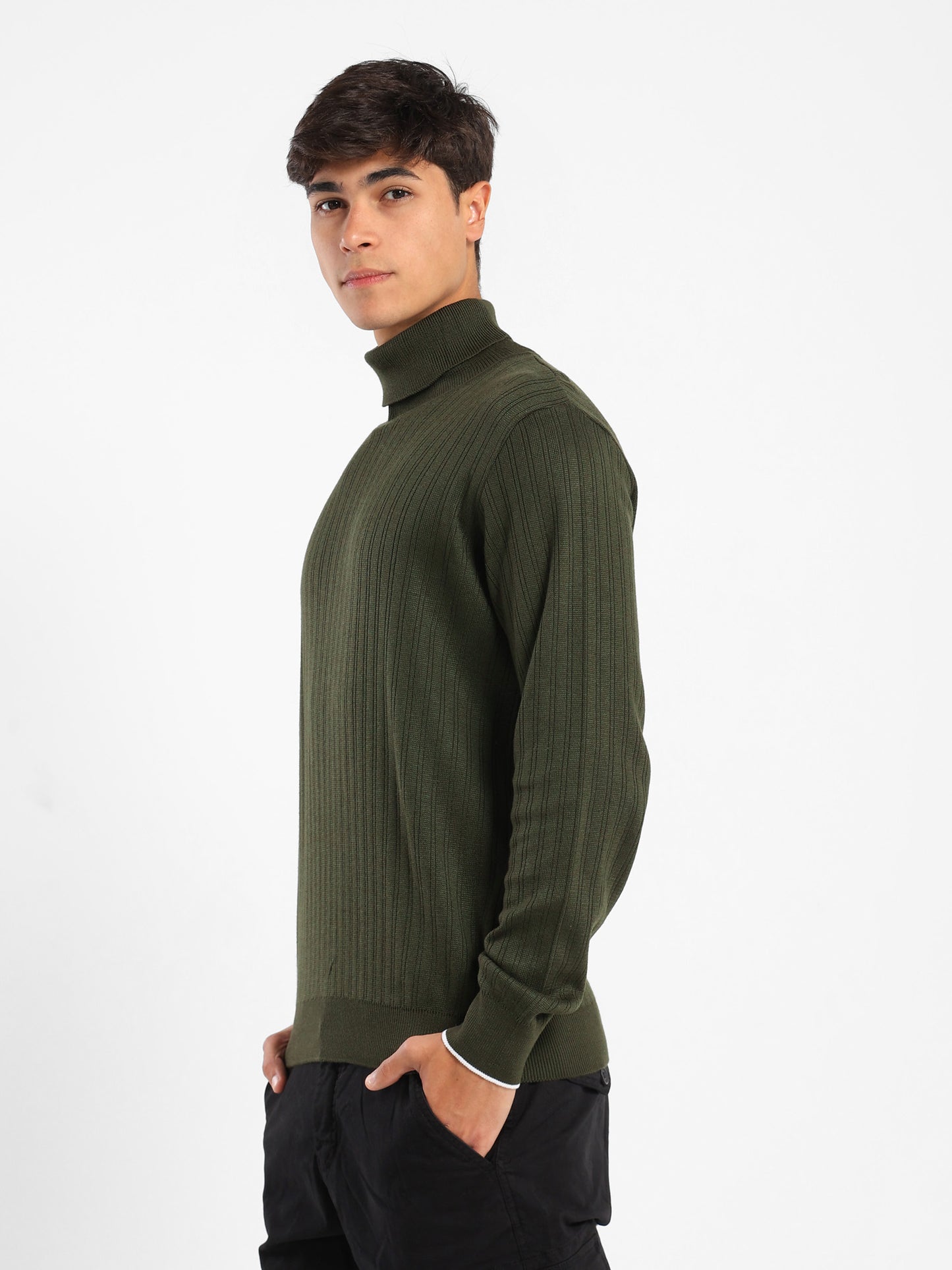 High-Neck Structured Pullover