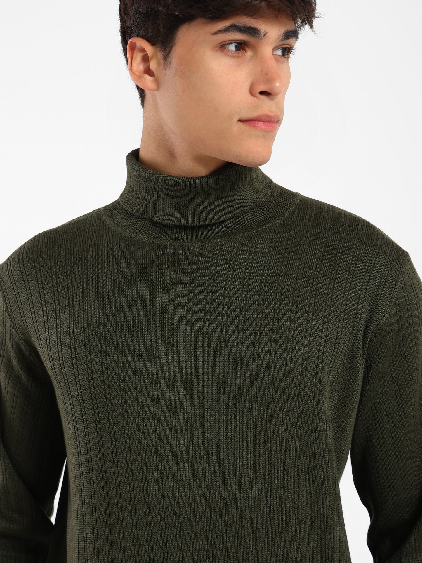 High-Neck Structured Pullover