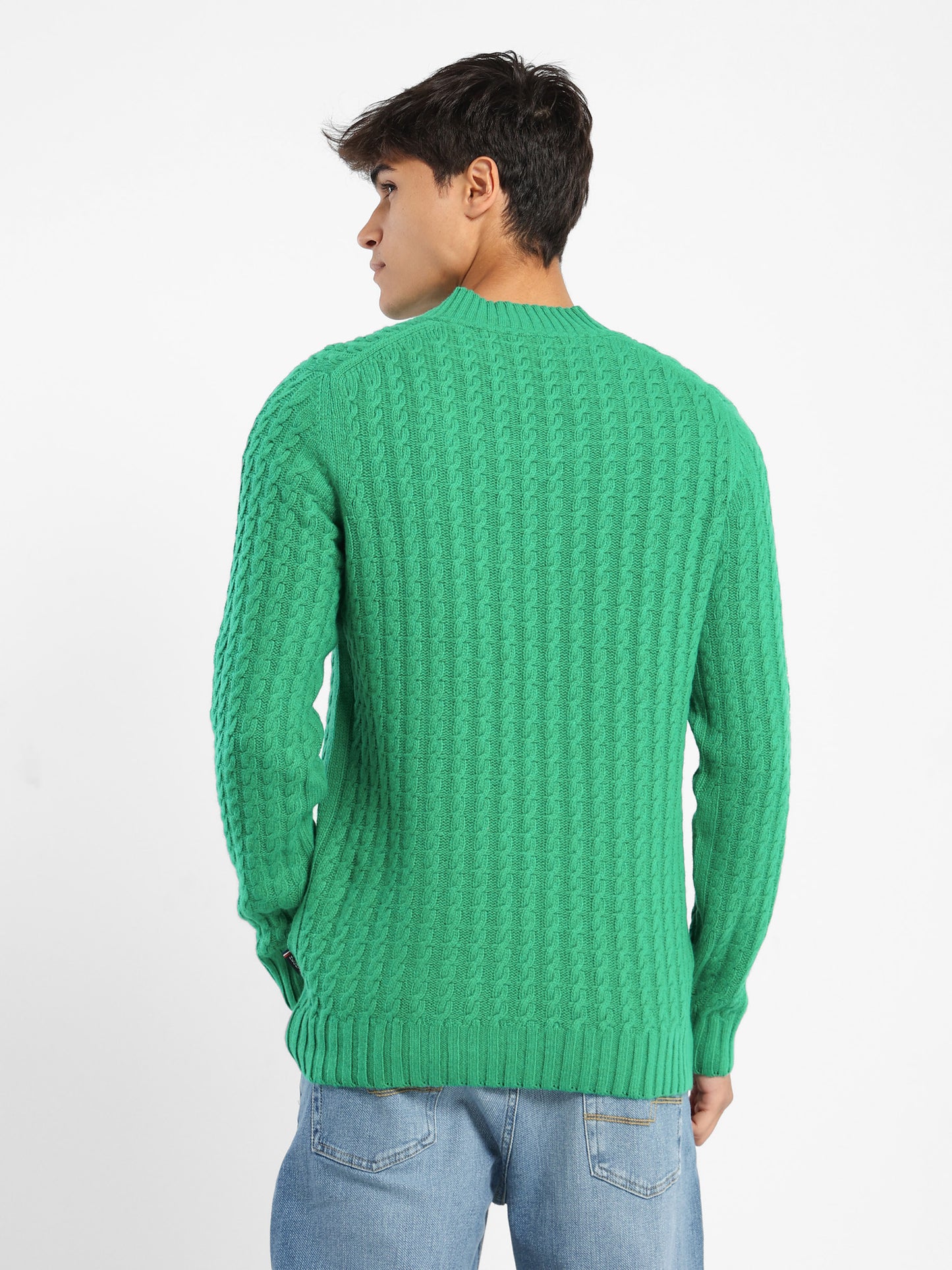 V-Neck Oversized Cable Knit Pullover