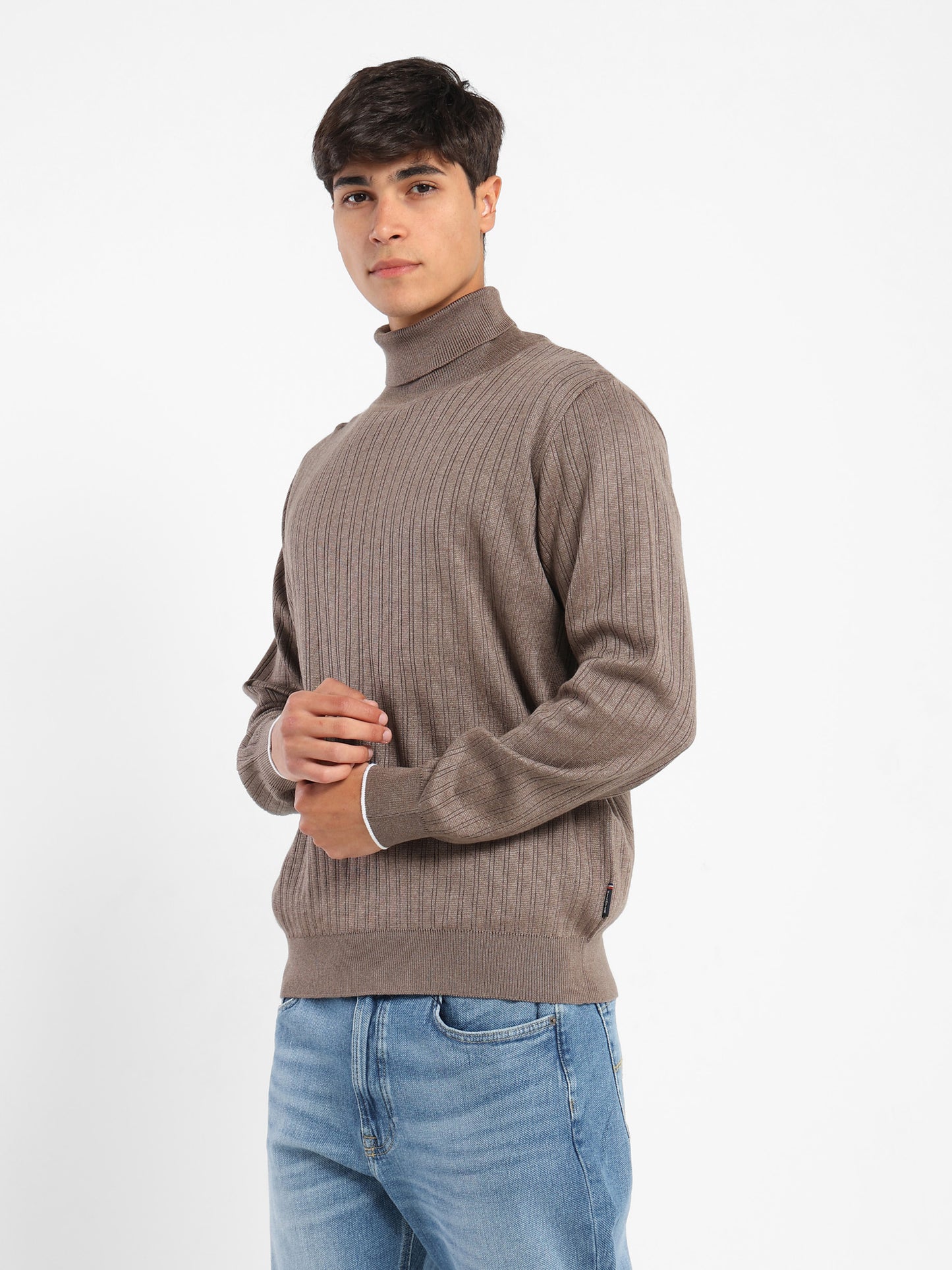 High-Neck Structured Pullover