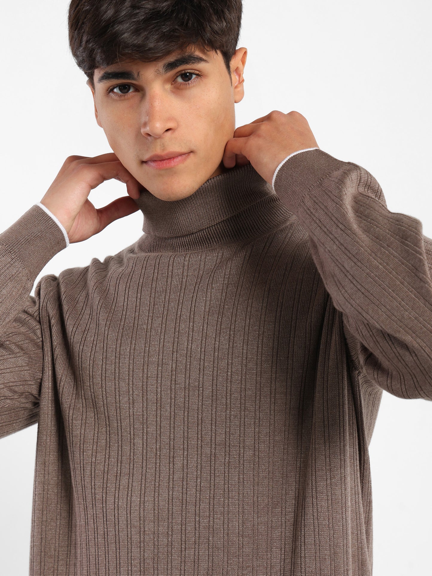 High-Neck Structured Pullover
