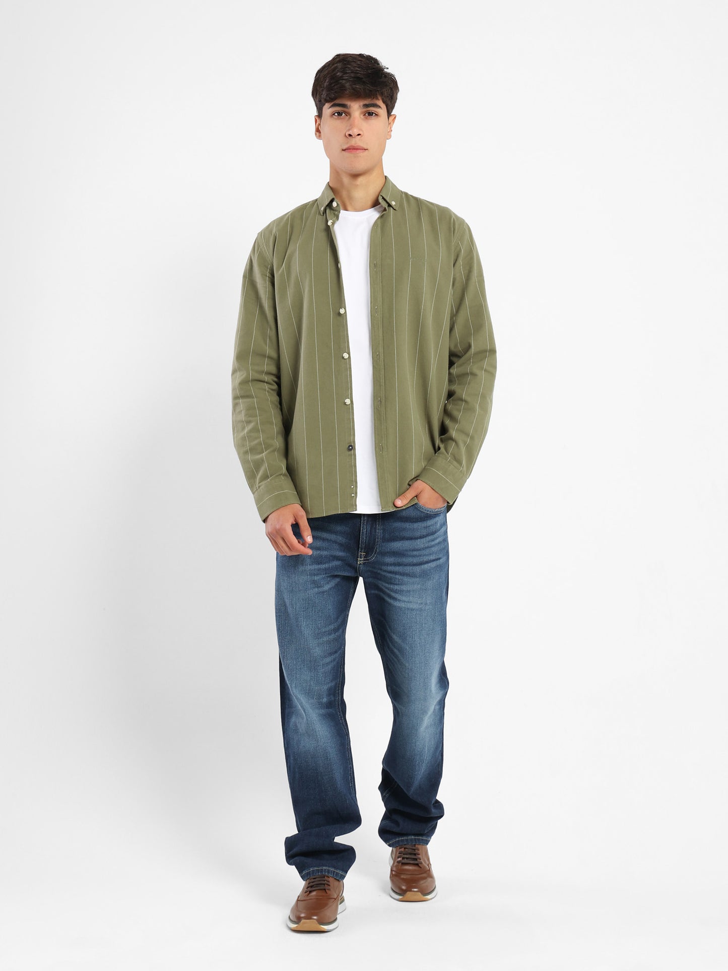 Regular Fit Striped Kent Collar Shirt