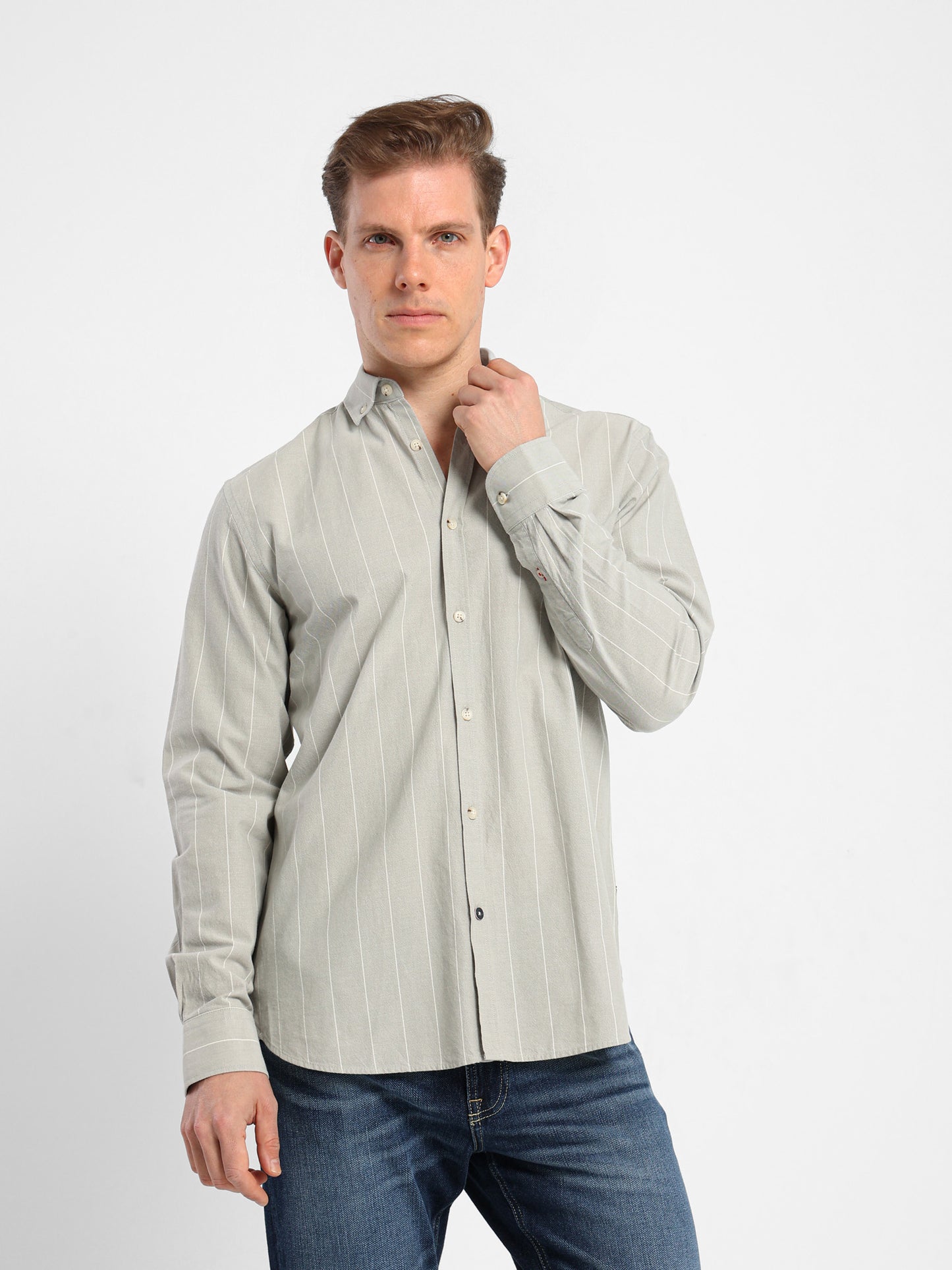 Regular Fit Striped Kent Collar Shirt