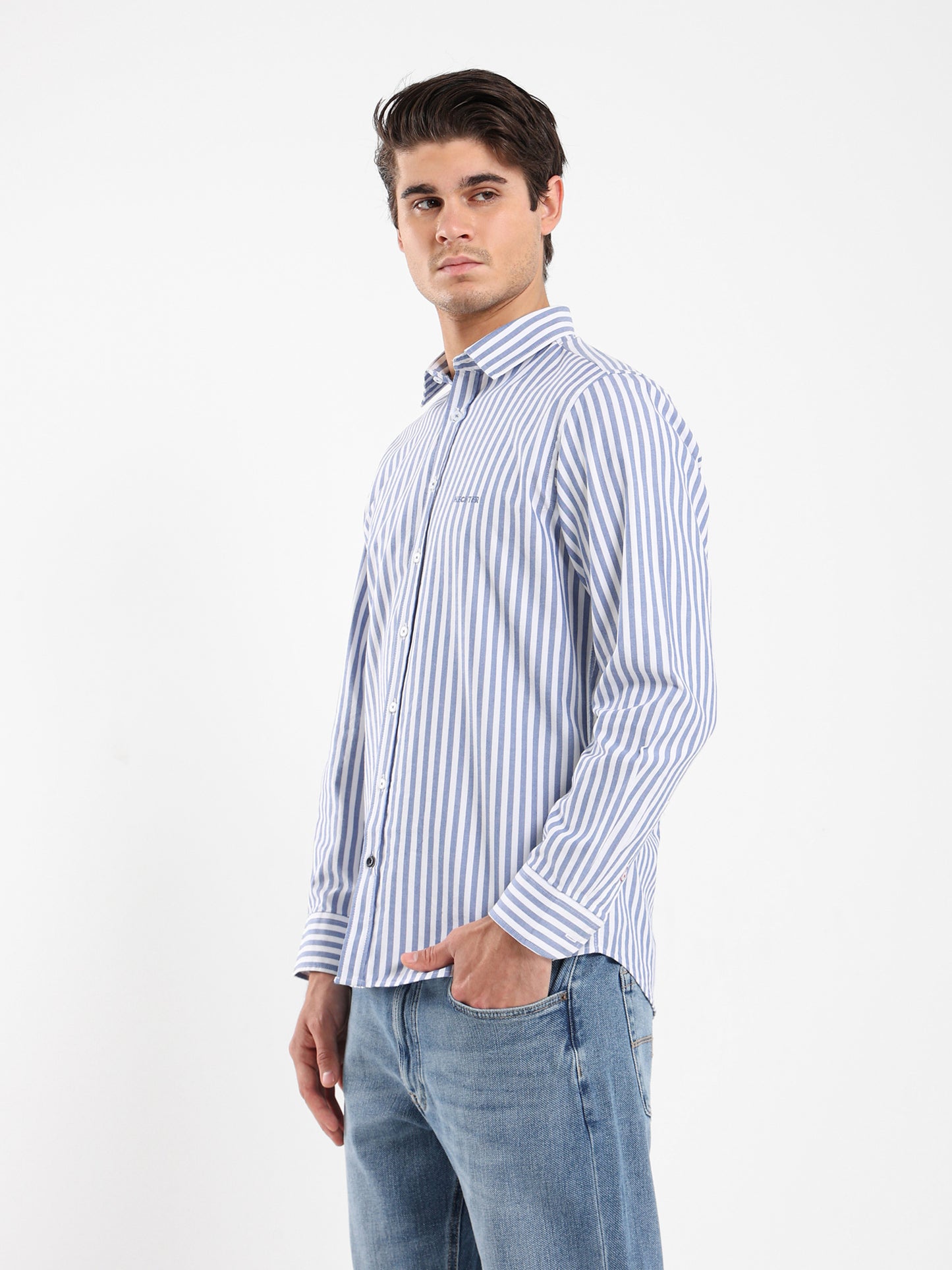 Wide Stripe Kent Collar Shirt