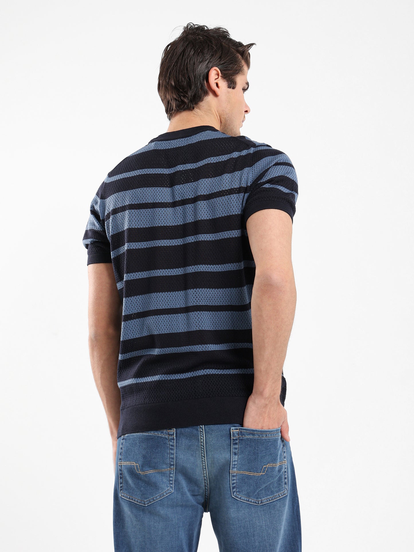 Round Neck Striped Knitwear T-Shirt