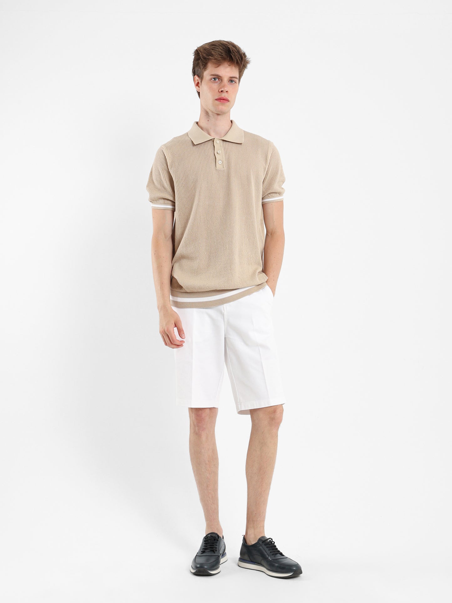 Contrasting Panels Polo Shirt