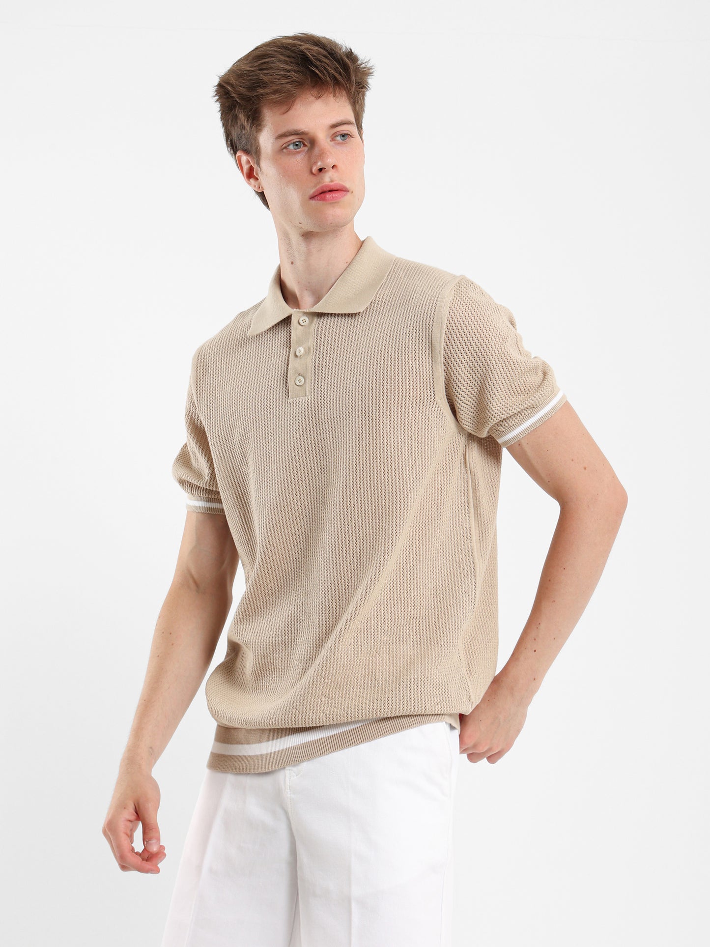 Contrasting Panels Polo Shirt