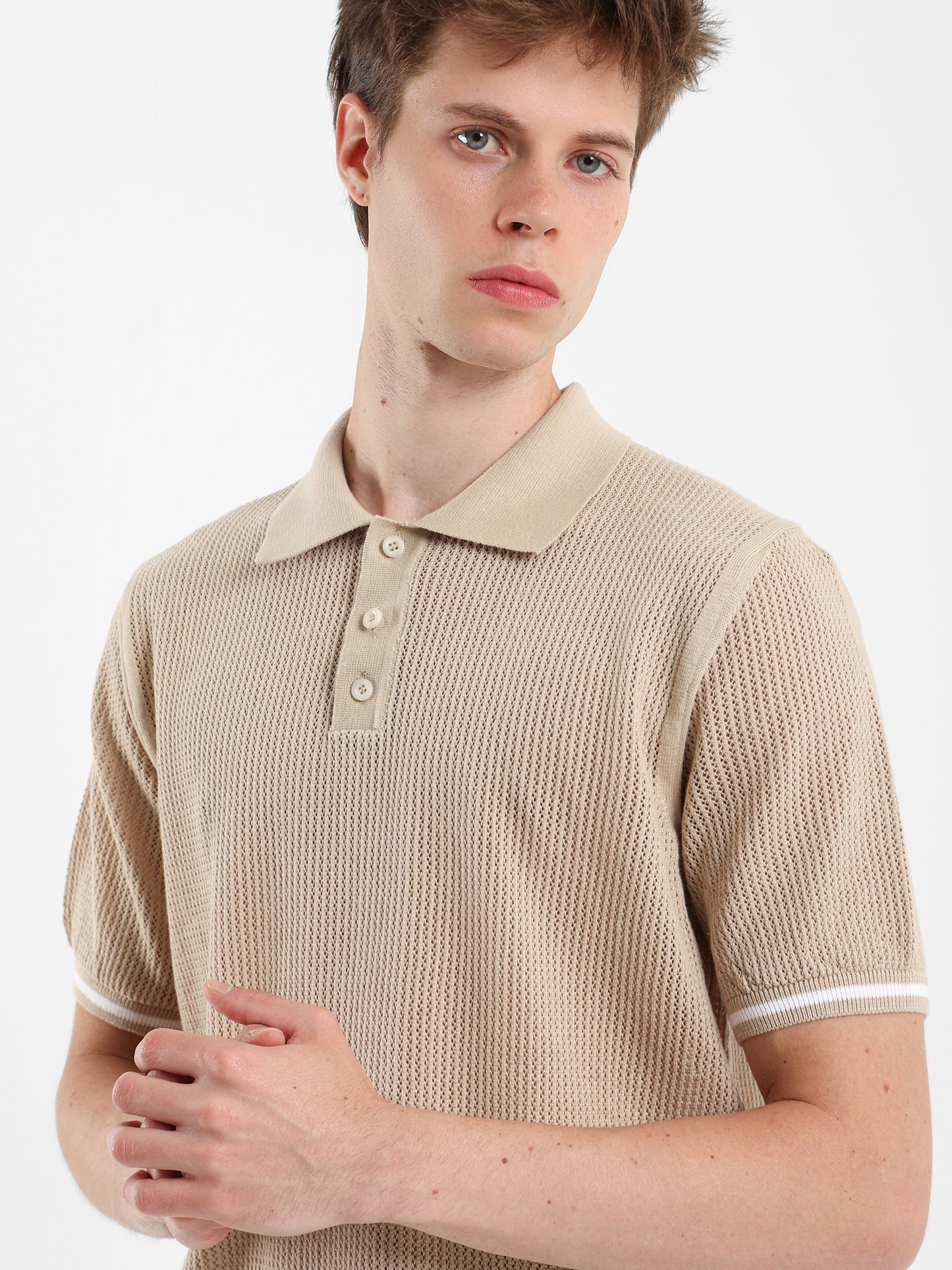 Contrasting Panels Polo Shirt